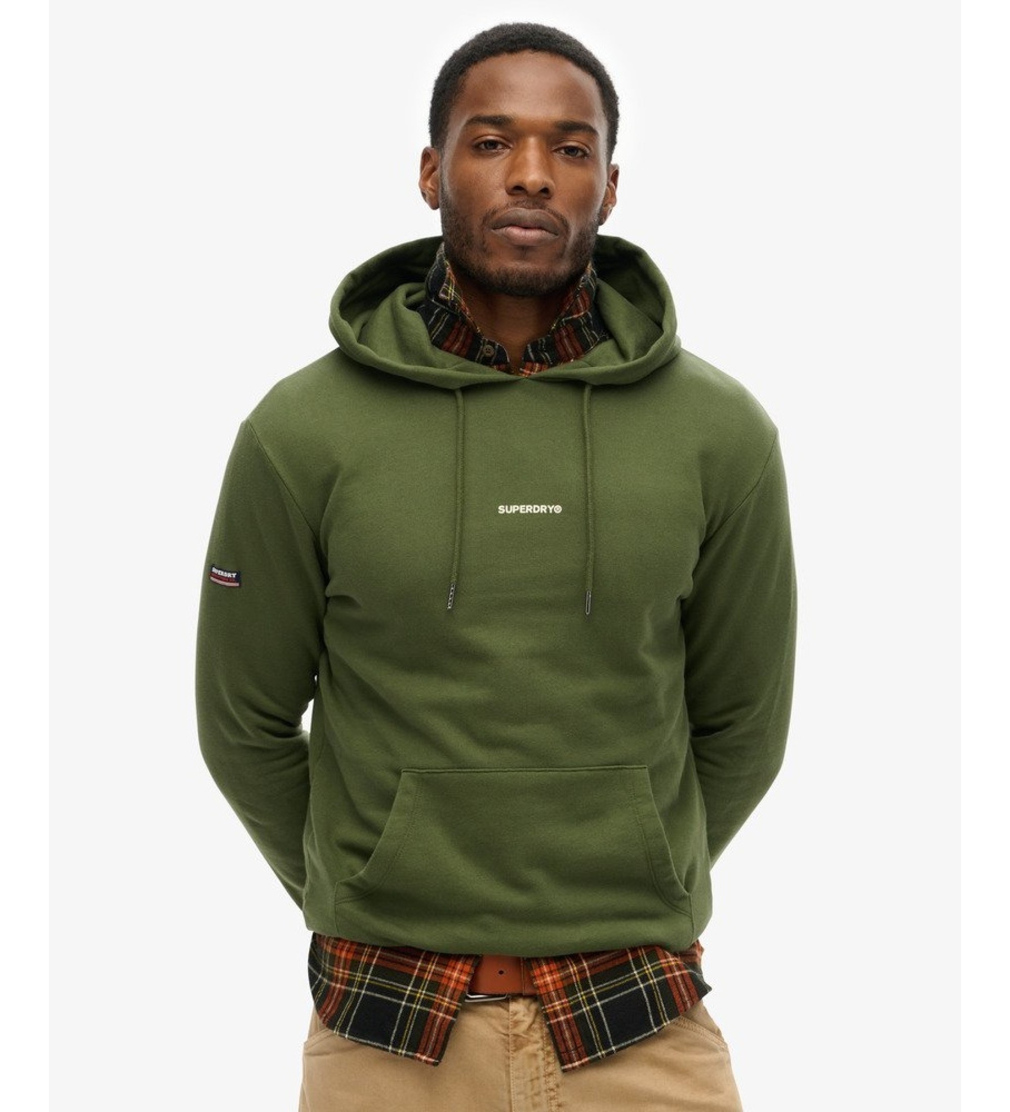 Superdry für Herren. M2014372A Schlichter grüner Kapuzenpullover (S), Lässig, Baumwolle