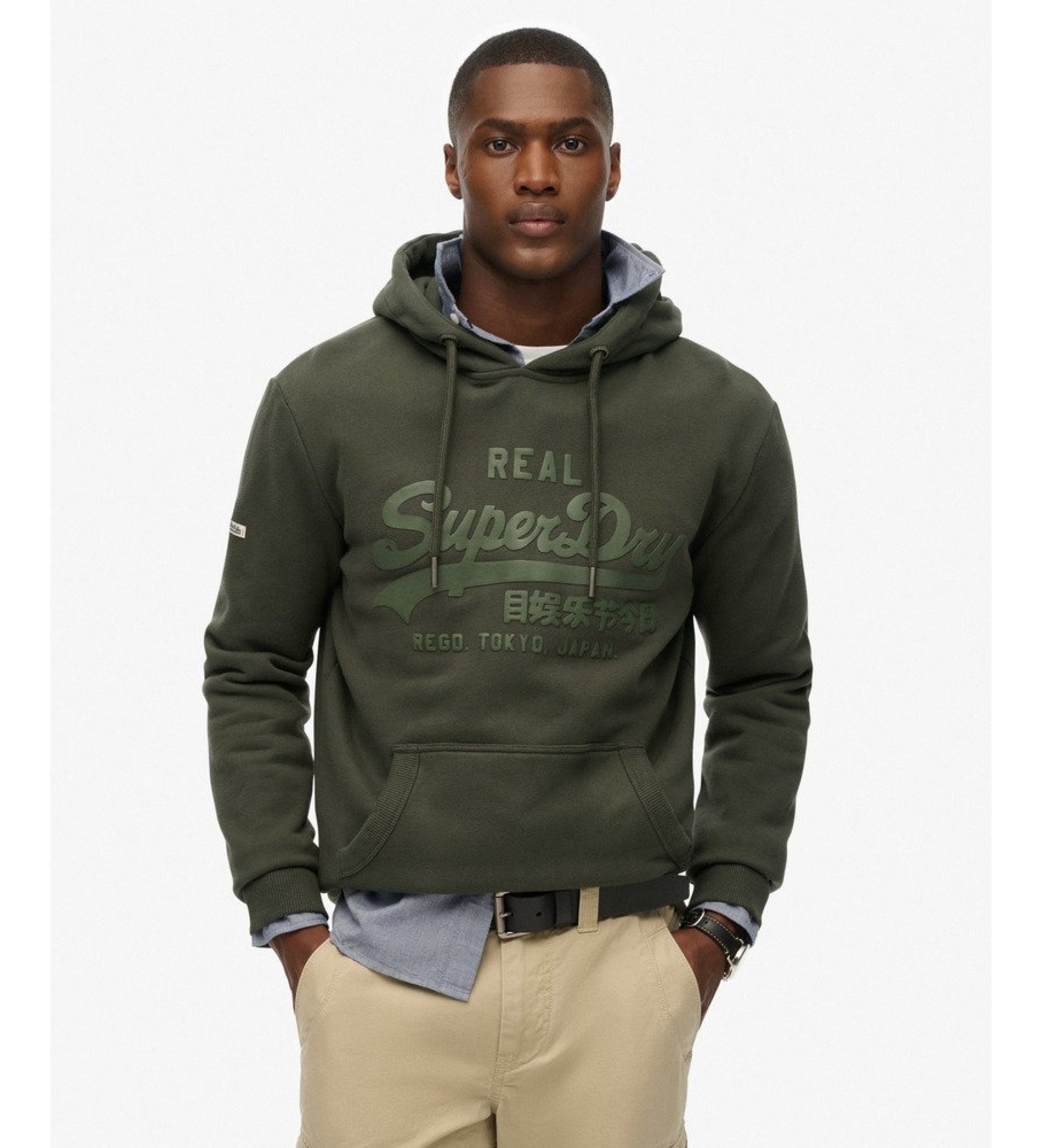 Superdry für Herren. M2014417A Kapuzenpullover Tonal grün (S), Lässig, Baumwolle