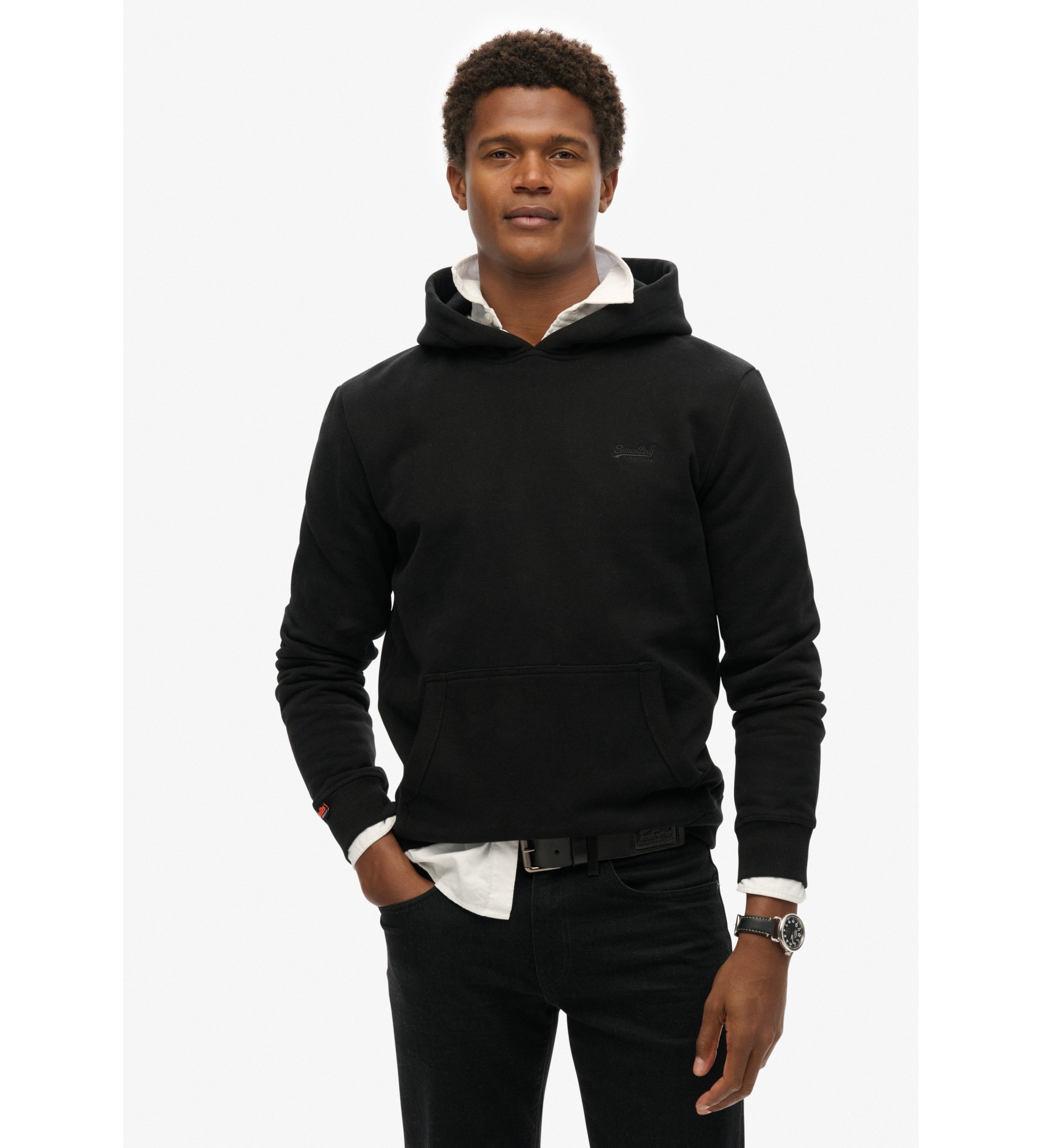 Superdry für Herren. M2014168A Sweatshirt mit Kapuze und Logo Essential schwarz (M), Lässig, Baumwolle