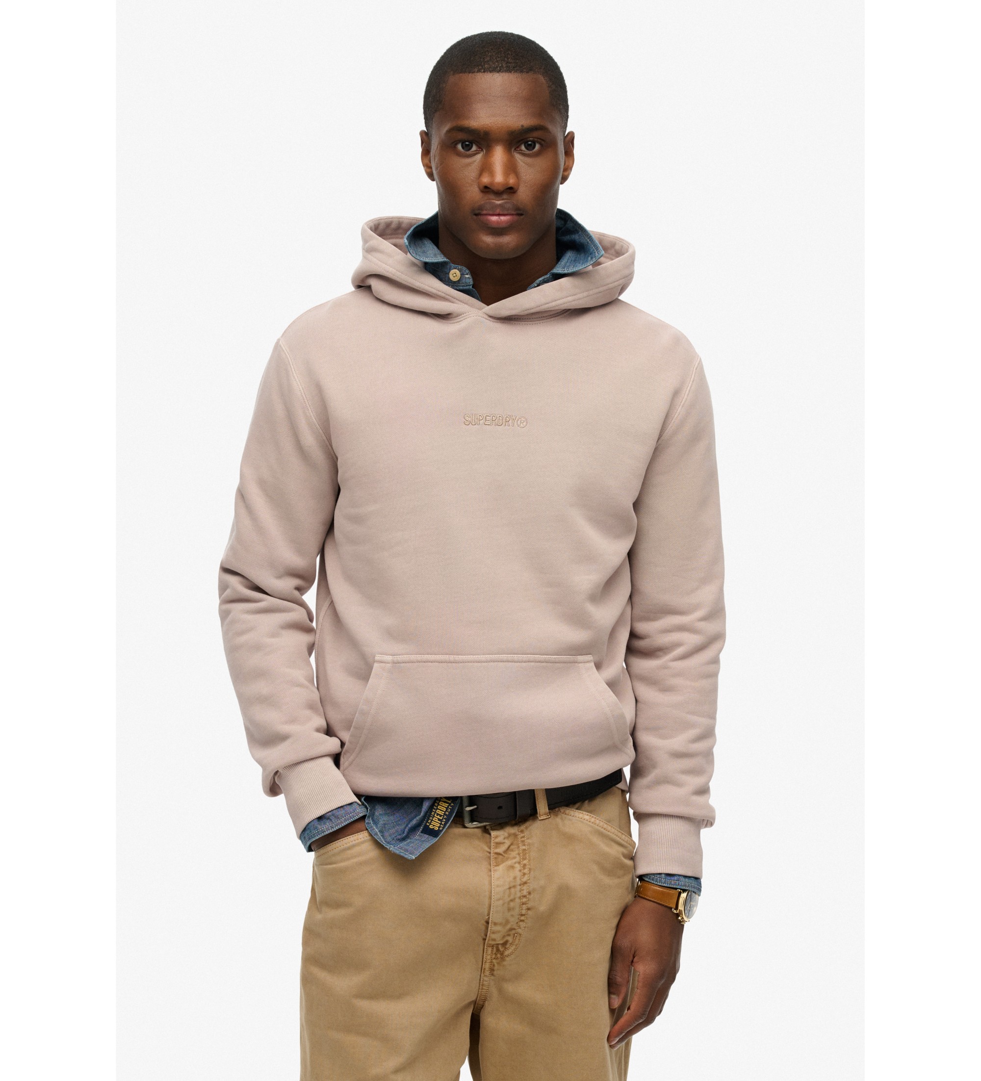 Superdry für Herren. M2014031A Sweatshirt mit Kapuze und beigefarbenem Mikro-Logo (S), Lässig, Baumwolle