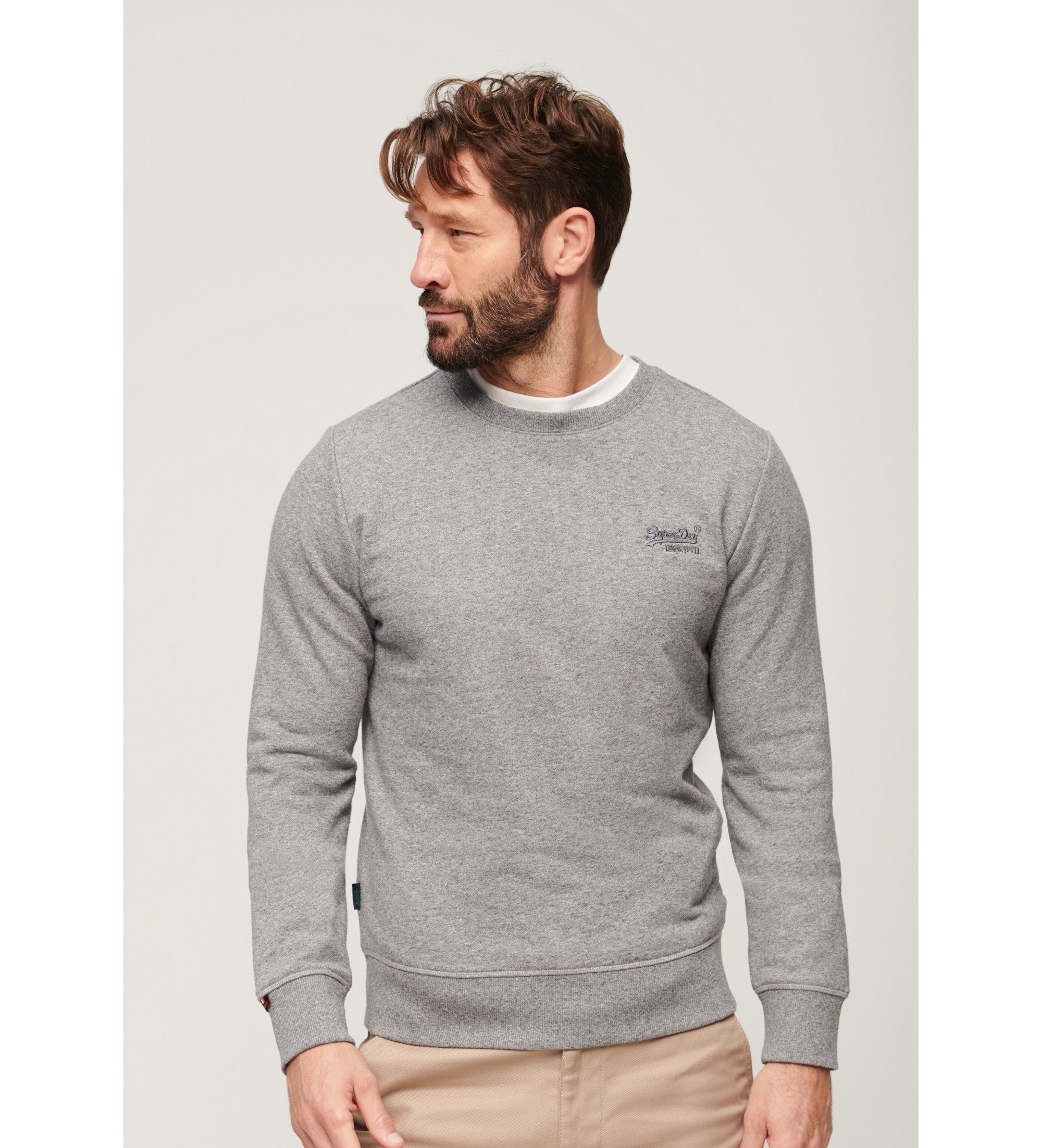 Superdry für Herren. M2013662A Sweatshirt Logo Essential grau (XL), Lässig, Baumwolle, Langarm
