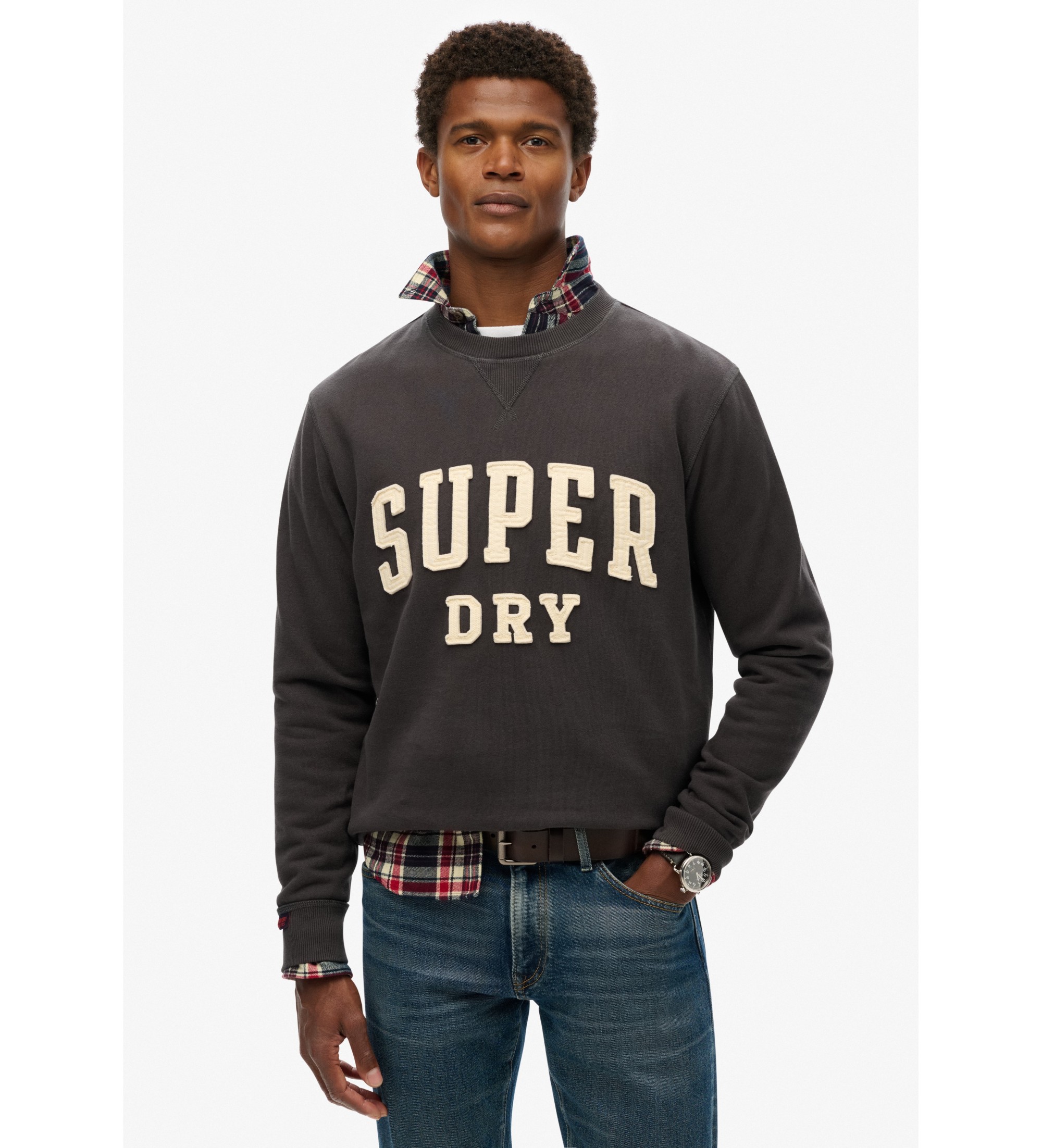 Superdry für Herren. M2014012A Vintage Athletic Sweatshirt schwarz (XL), Lässig, Baumwolle, Langarm