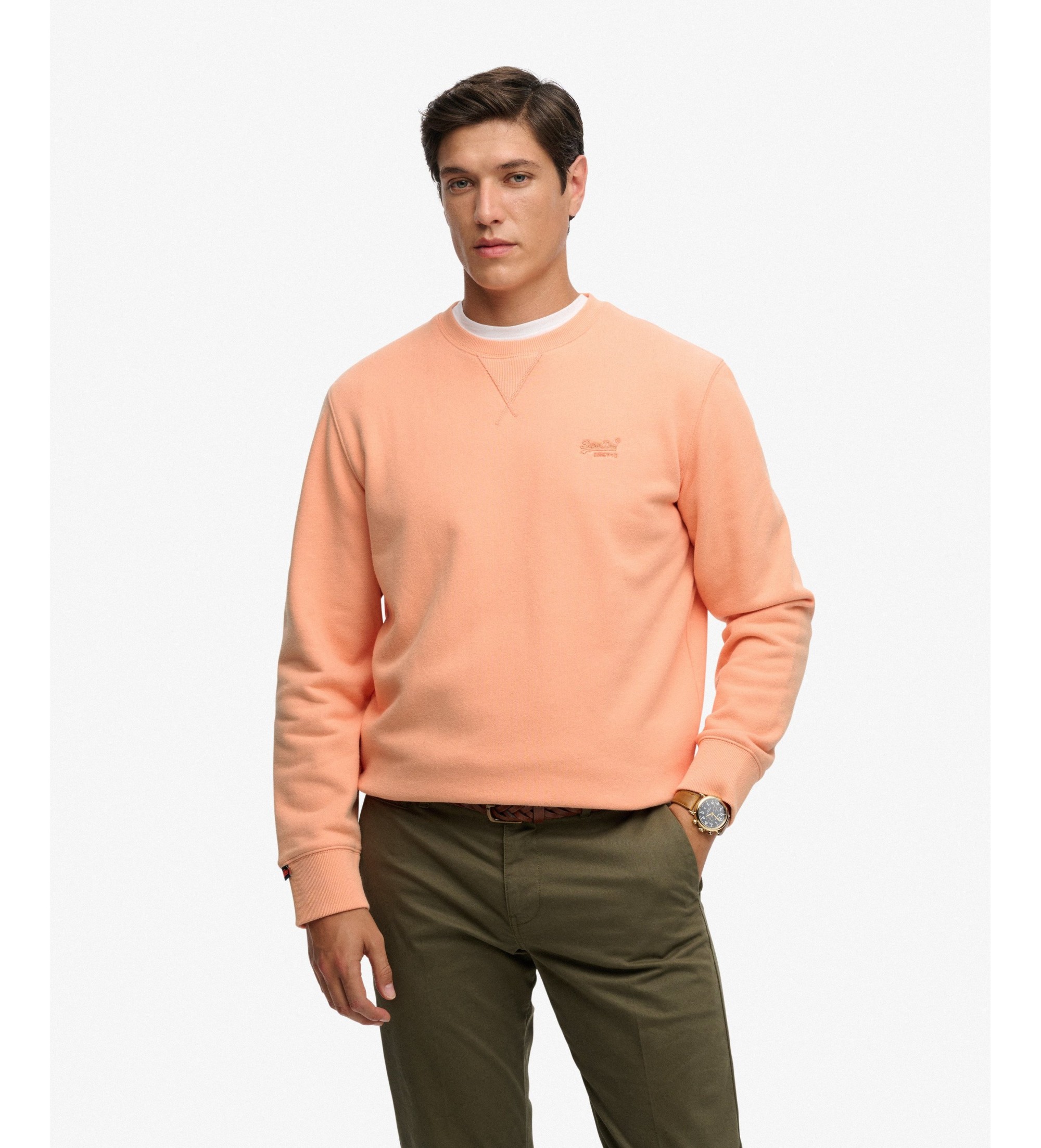 Superdry für Herren. M2013751A Essential Logo Sweatshirt Koralle (S), Lässig, Baumwolle