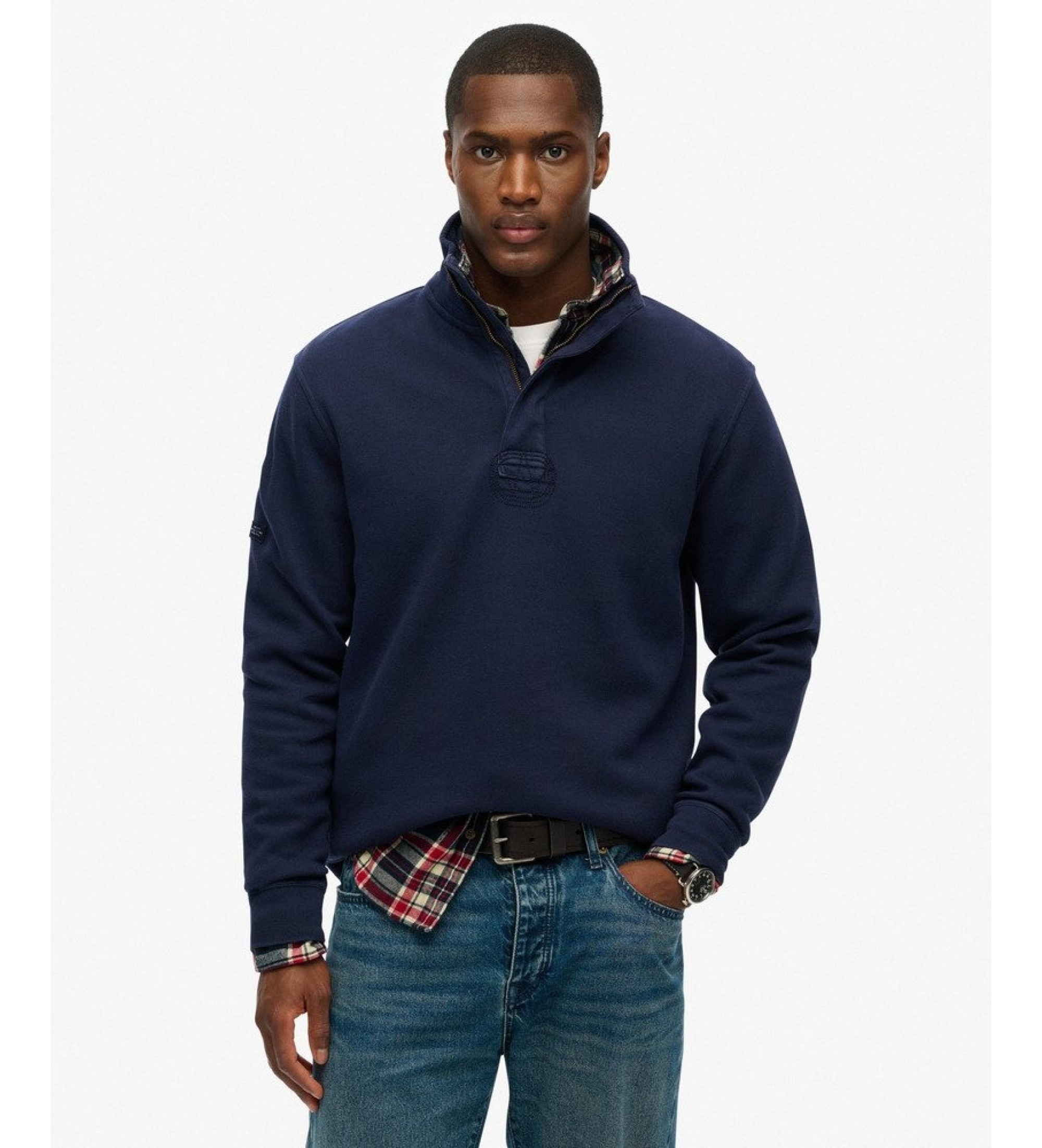 Superdry für Herren. M2014093A Sweatshirt Essential Vintage marineblau (L), Lässig, Baumwolle, Langarm