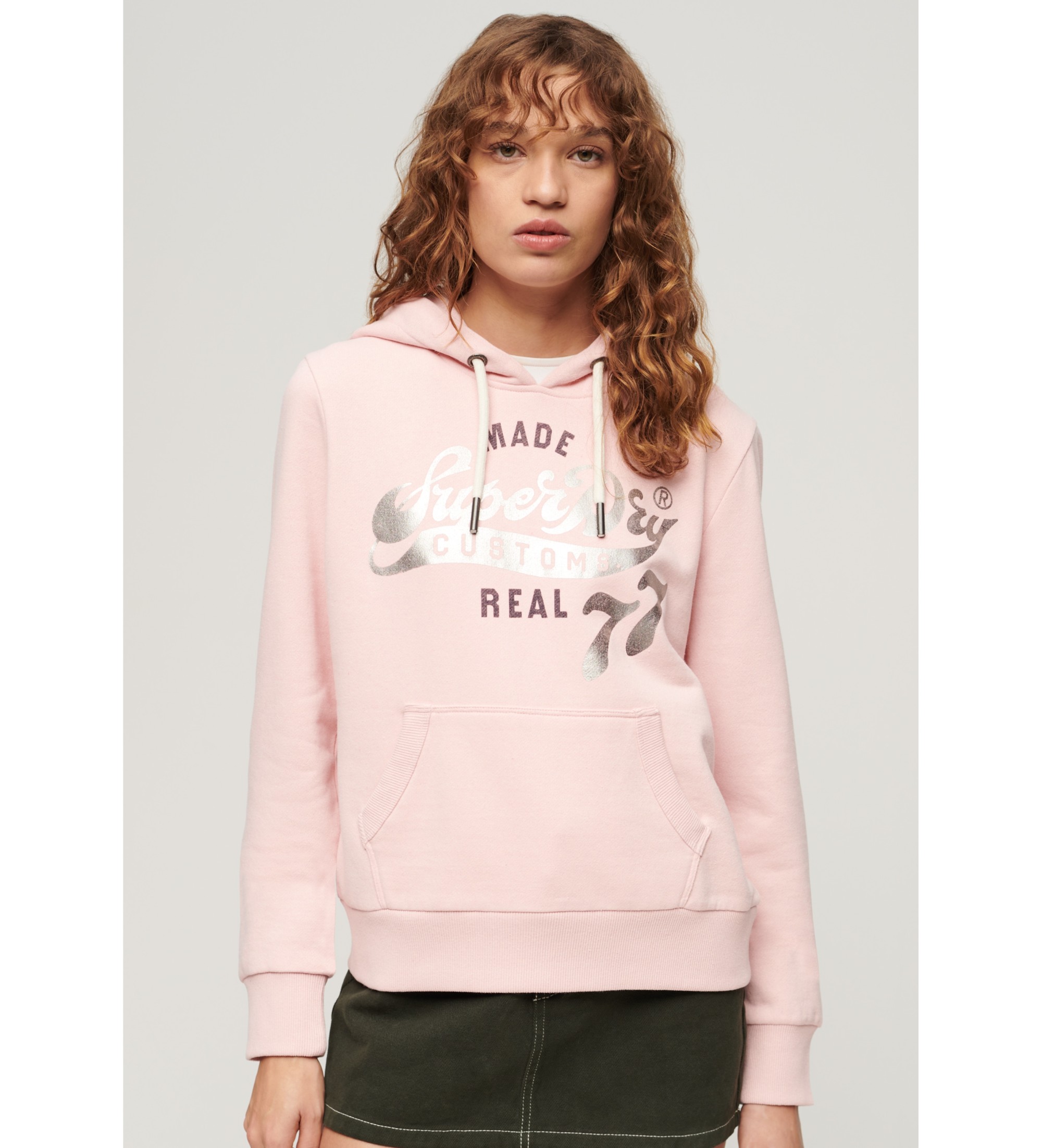 Superdry für Damen. W2012085A Überarbeitetes klassisches Kapuzensweatshirt rosa (S), Lässig, Baumwolle, Langarm
