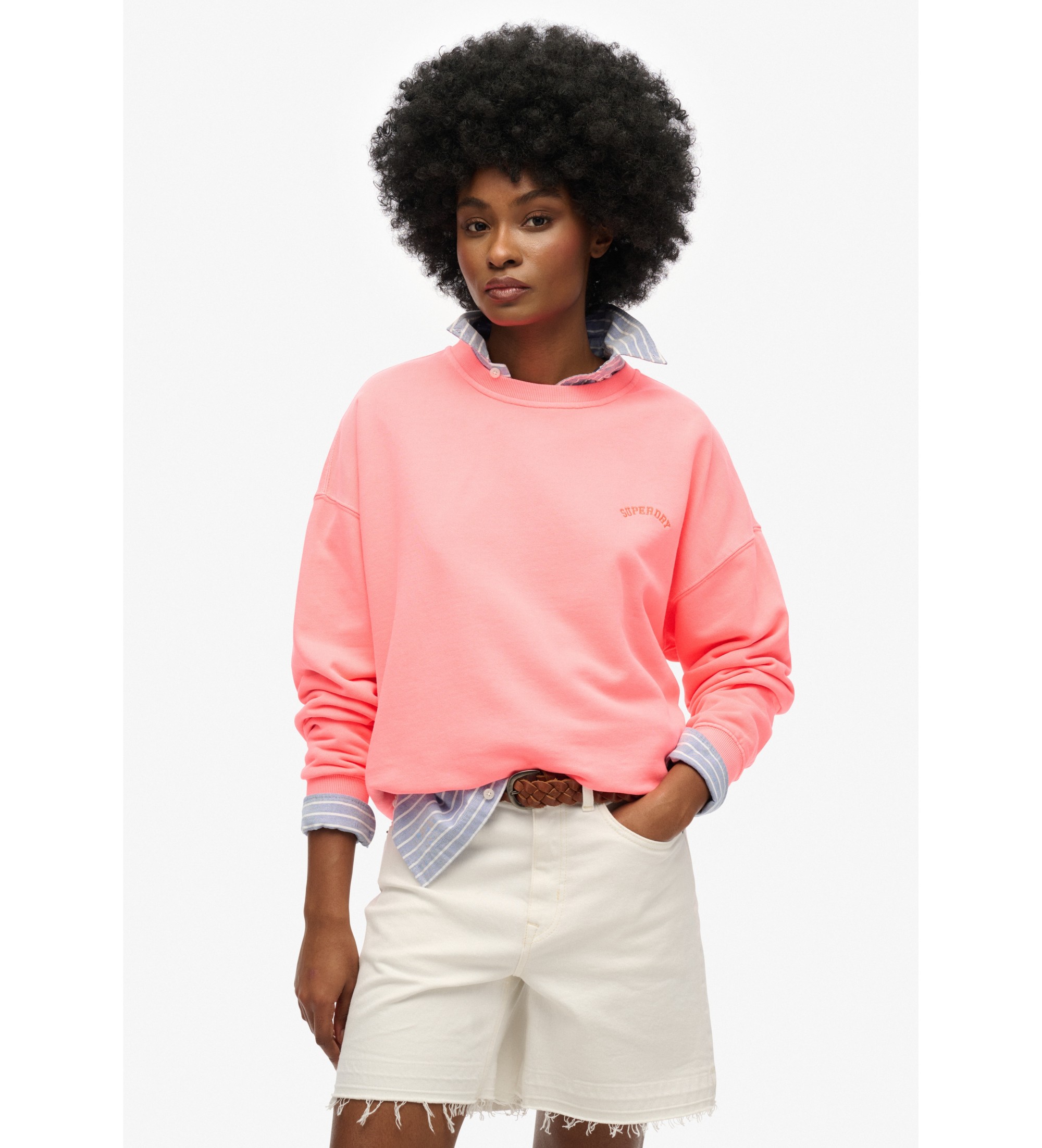 Superdry für Damen. W2012293A Baggy Sweatshirt Logo Essential rosa (M), Lässig, Baumwolle