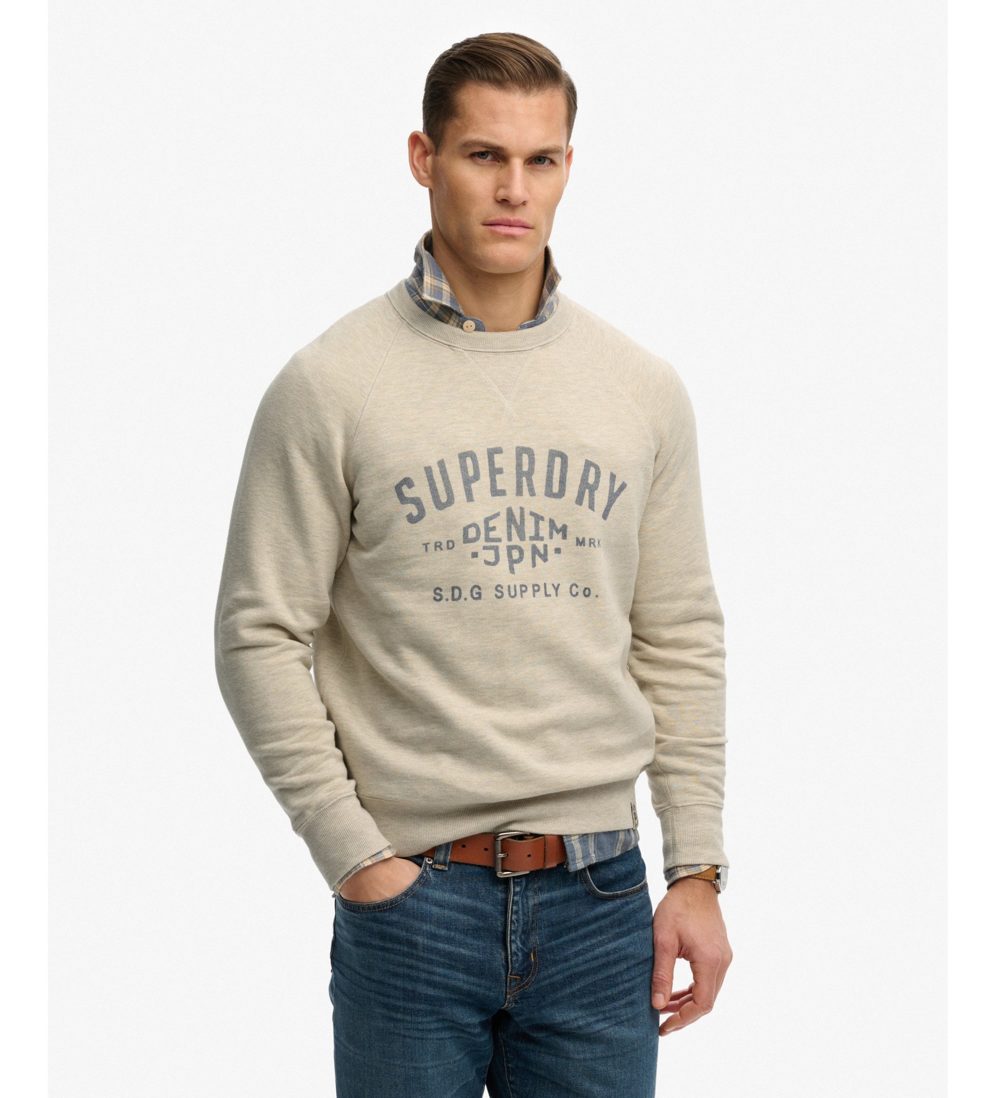 Superdry für Herren. M2014474A Graues ?Merchant Vintage?-Sweatshirt (M), Lässig, Baumwolle