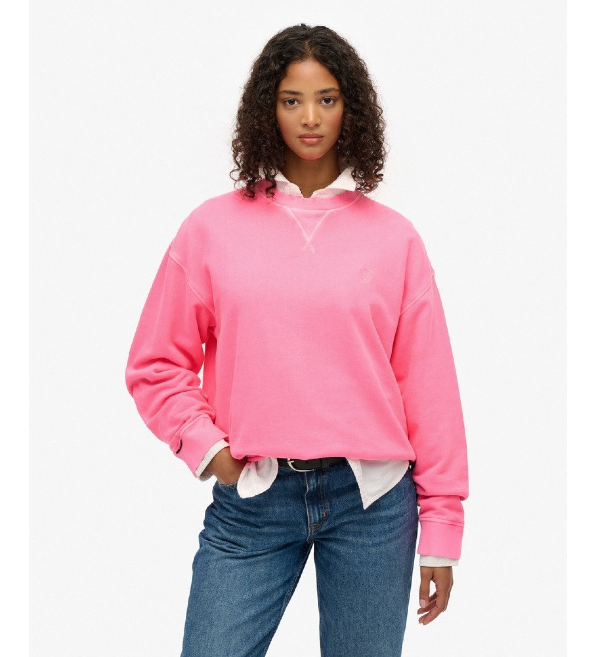 Superdry für Damen. W2012546A Sweatshirt von Studios in Neonrosa (S), Lässig, Baumwolle