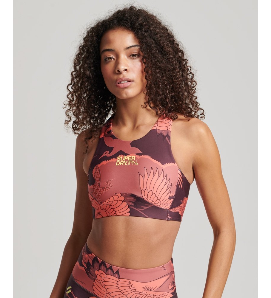 Superdryvoor vrouwen. WS311591A Core Active beha oranje, paars (38), Sportief, Lila, Meerdere sporten, Gerecycled polyester, Duurzaam