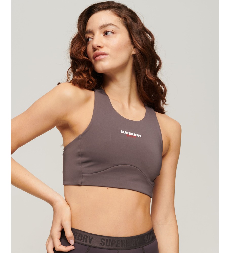 Superdryvoor vrouwen. WS311591A Core Active Beha grijs (XL), Sportief, Meerdere sporten, Gerecycled polyester, Duurzaam