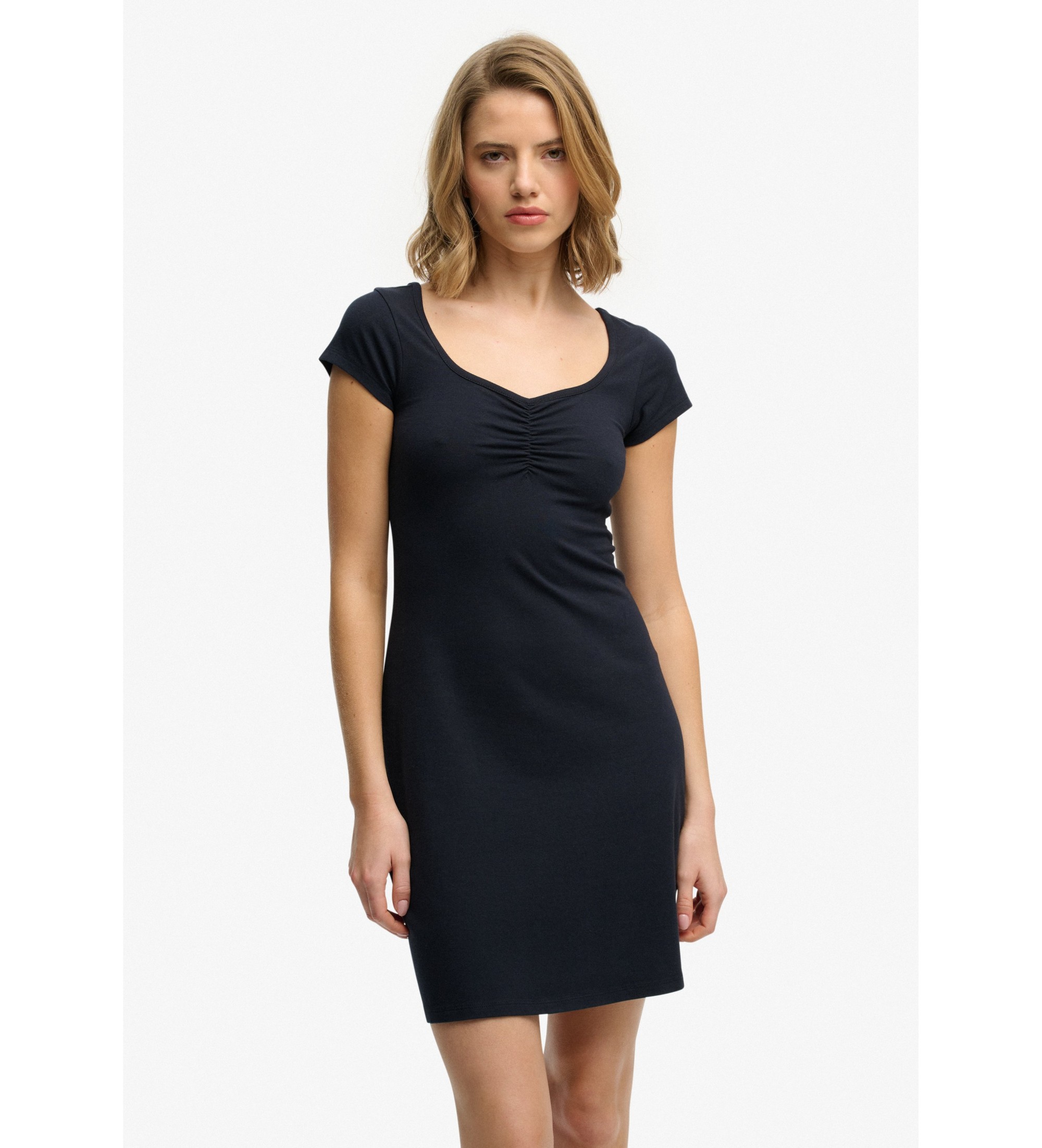Superdry für Damen. W8012110A Sweetheart Kleid navy (M), Lässig, Baumwolle, Kurzarm, Marine