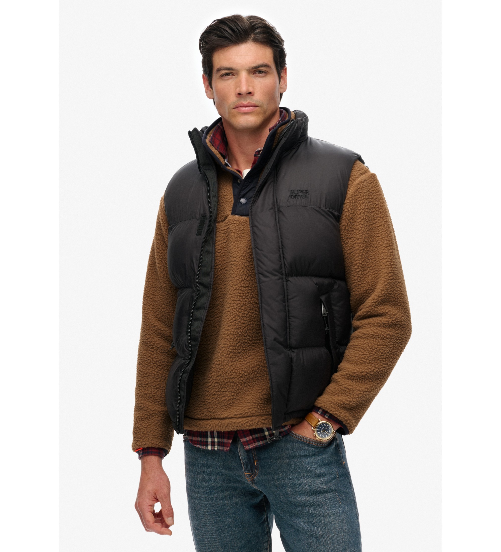 Superdry für Herren. M5012246A Tech Padded Vest schwarz (XXL), Lässig, Nylon