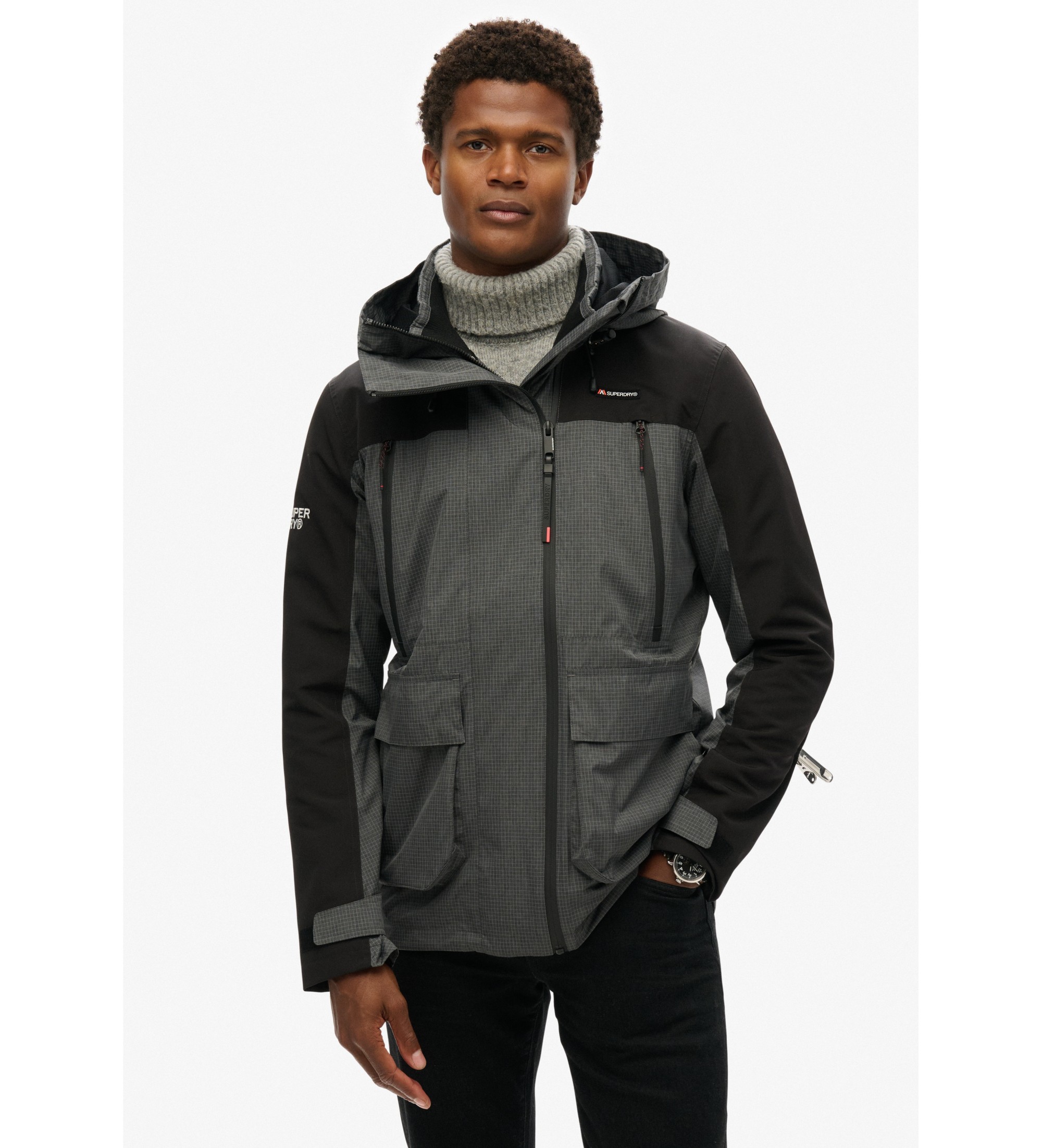 Superdryvoor mannen. M5012098A Windjack grijs (M), Casual, Polyester
