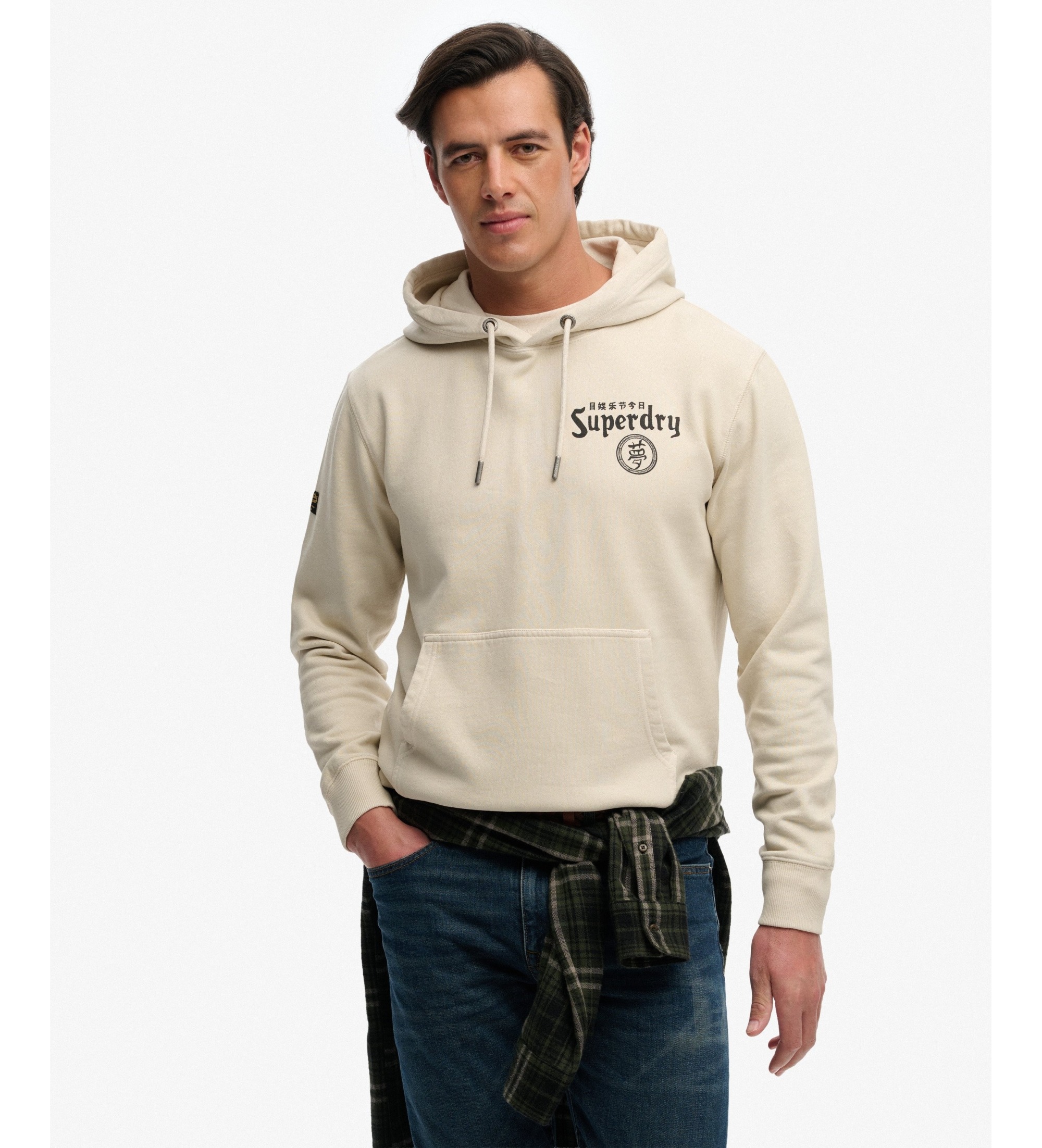Superdry für Herren. M2014485A Sweatshirt Tokyo Narrative Loose beige (L), Lässig, Baumwolle