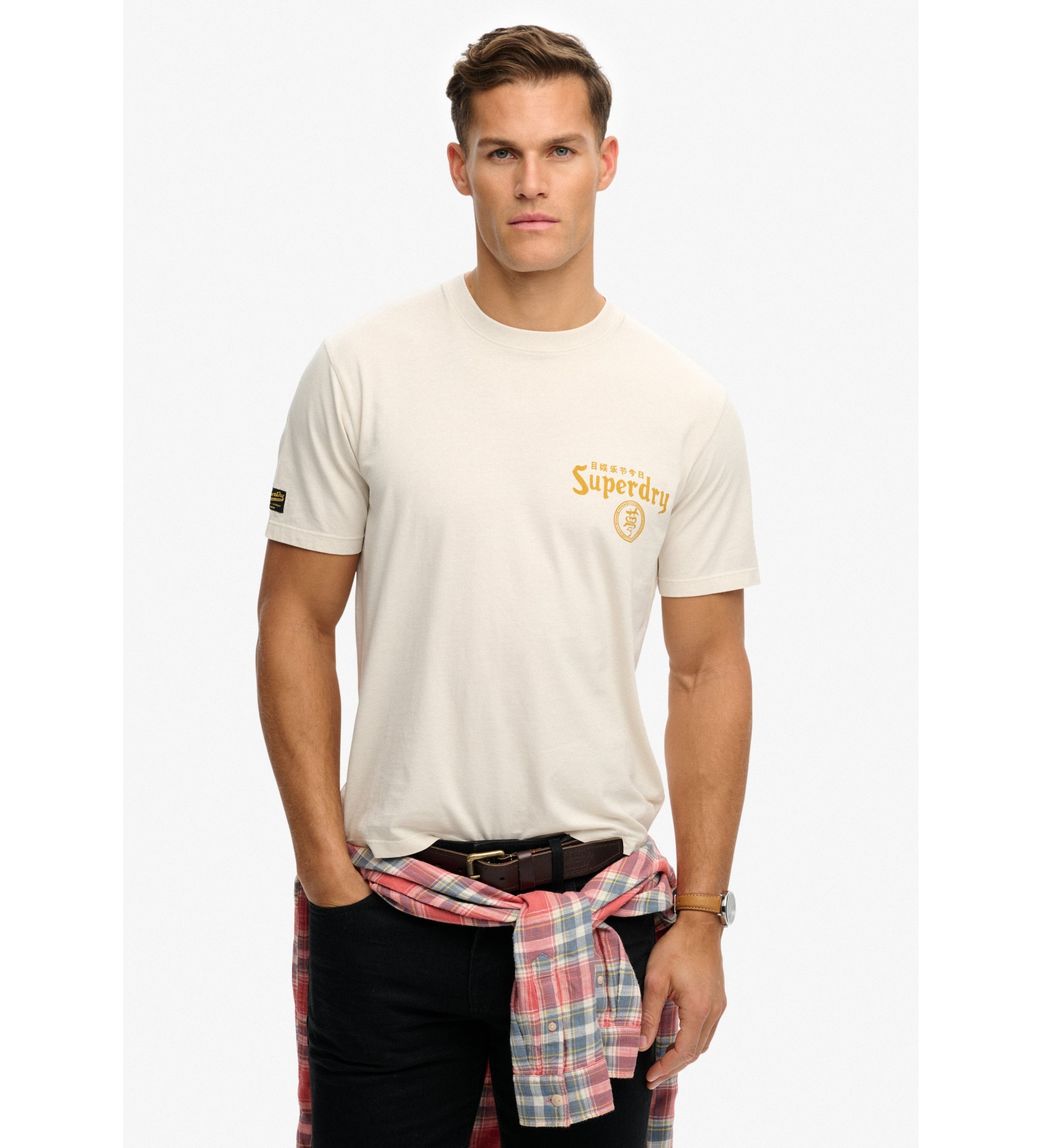Superdry für Herren. M1012248A T-Shirt Tokyo Narrative Loose beige (L), Lässig, Baumwolle, Kurzarm