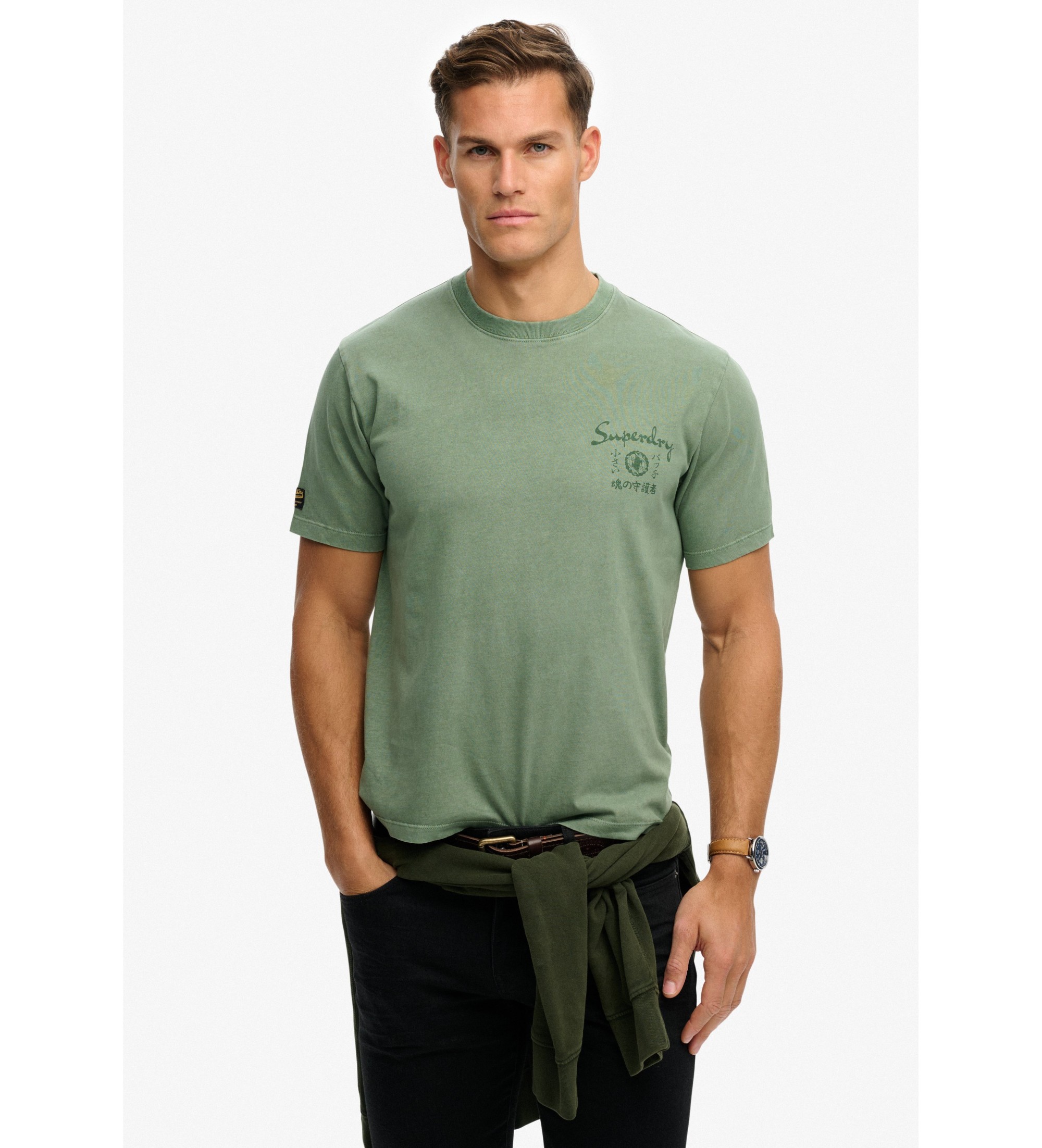 Superdry für Herren. M1012248A T-Shirt Tokyo Narrative Loose grün (M), Lässig, Baumwolle, Kurzarm
