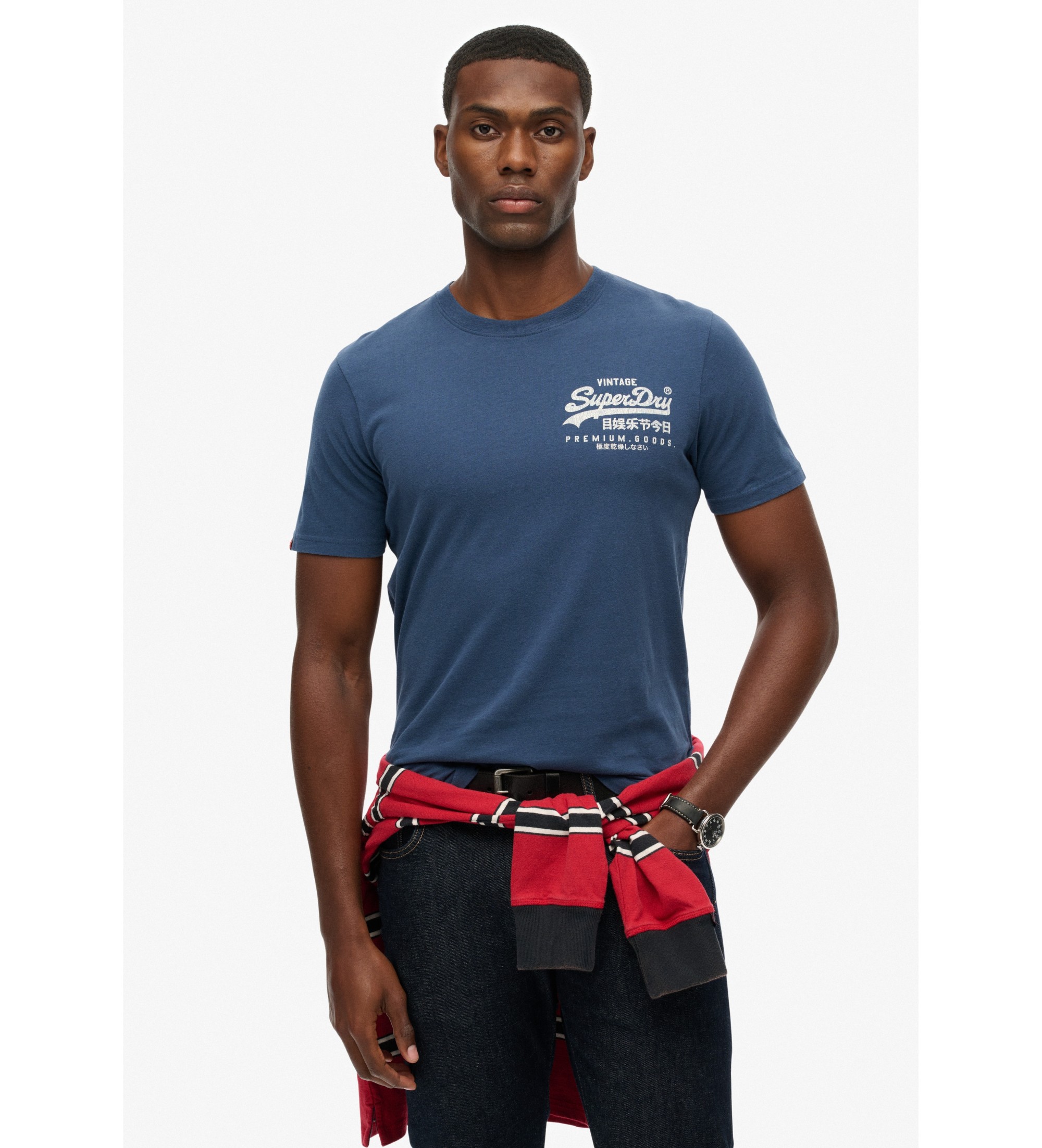 Superdry für Herren. M1012235A Tokio Entspanntes T-shirt blau (L), Lässig, Baumwolle, Kurzarm