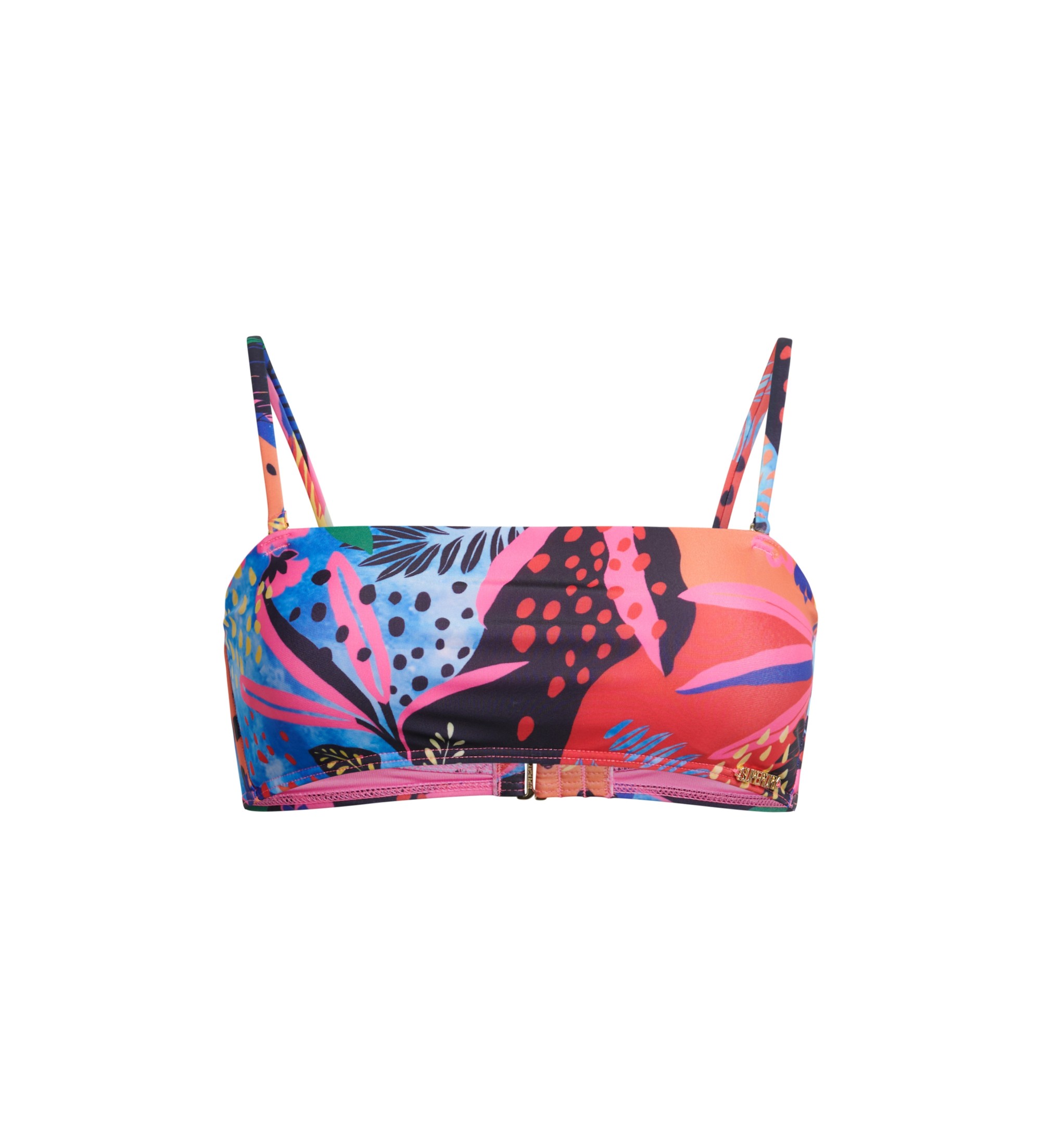 Superdry für Damen. W3010398A Mehrfarbiges tropisches Bandeau-Bikinioberteil (S), Strandbekleidung, Recyceltes Polyester, Nachhaltig