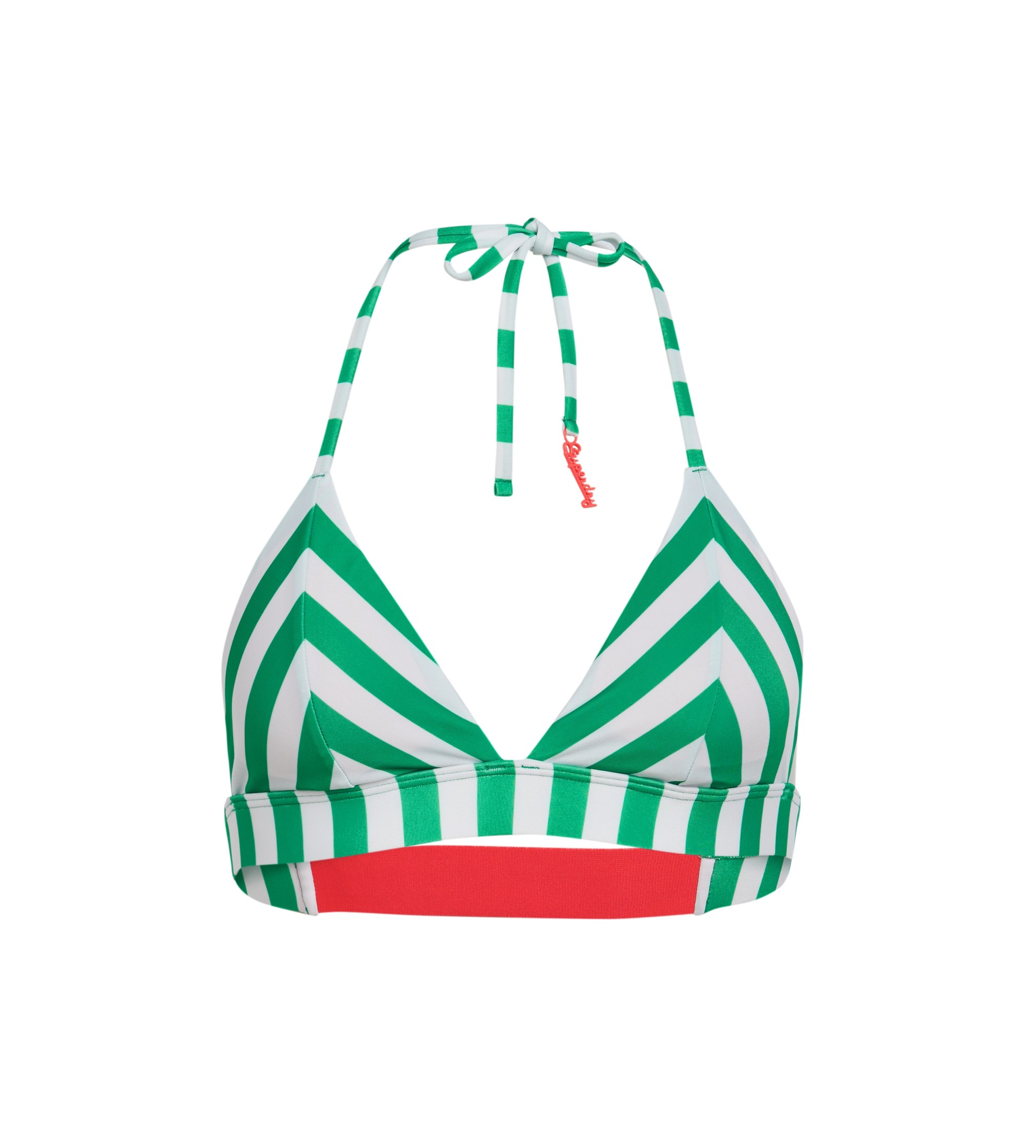Superdry für Damen. W3010395A Triangel-Bikinioberteil mit grünen Streifen (XS), Strandbekleidung, Recyceltes Polyester, Nachhaltig