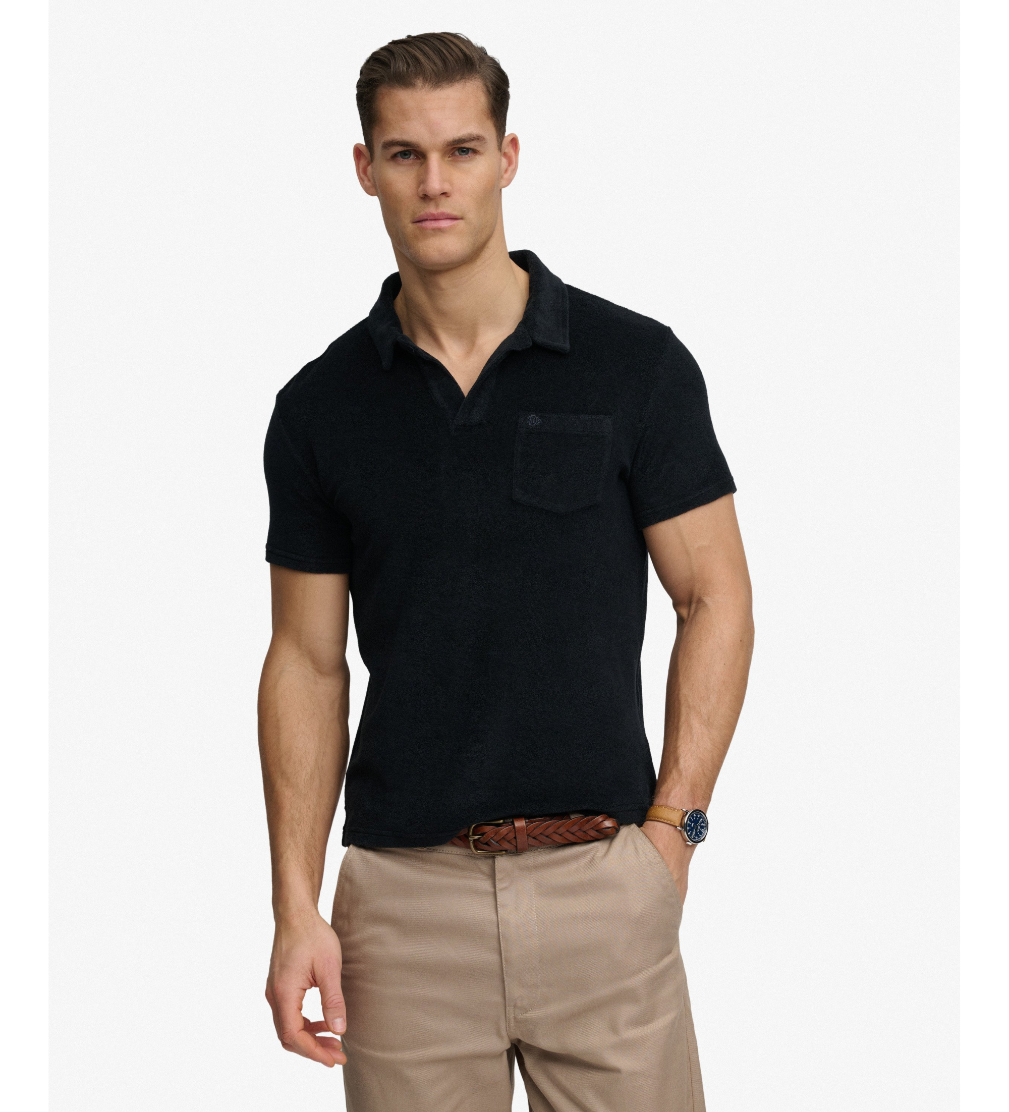 Superdry für Herren. M1110462A Frottee-Polohemd, marineblau (M), Lässig, Baumwolle, Kurzarm