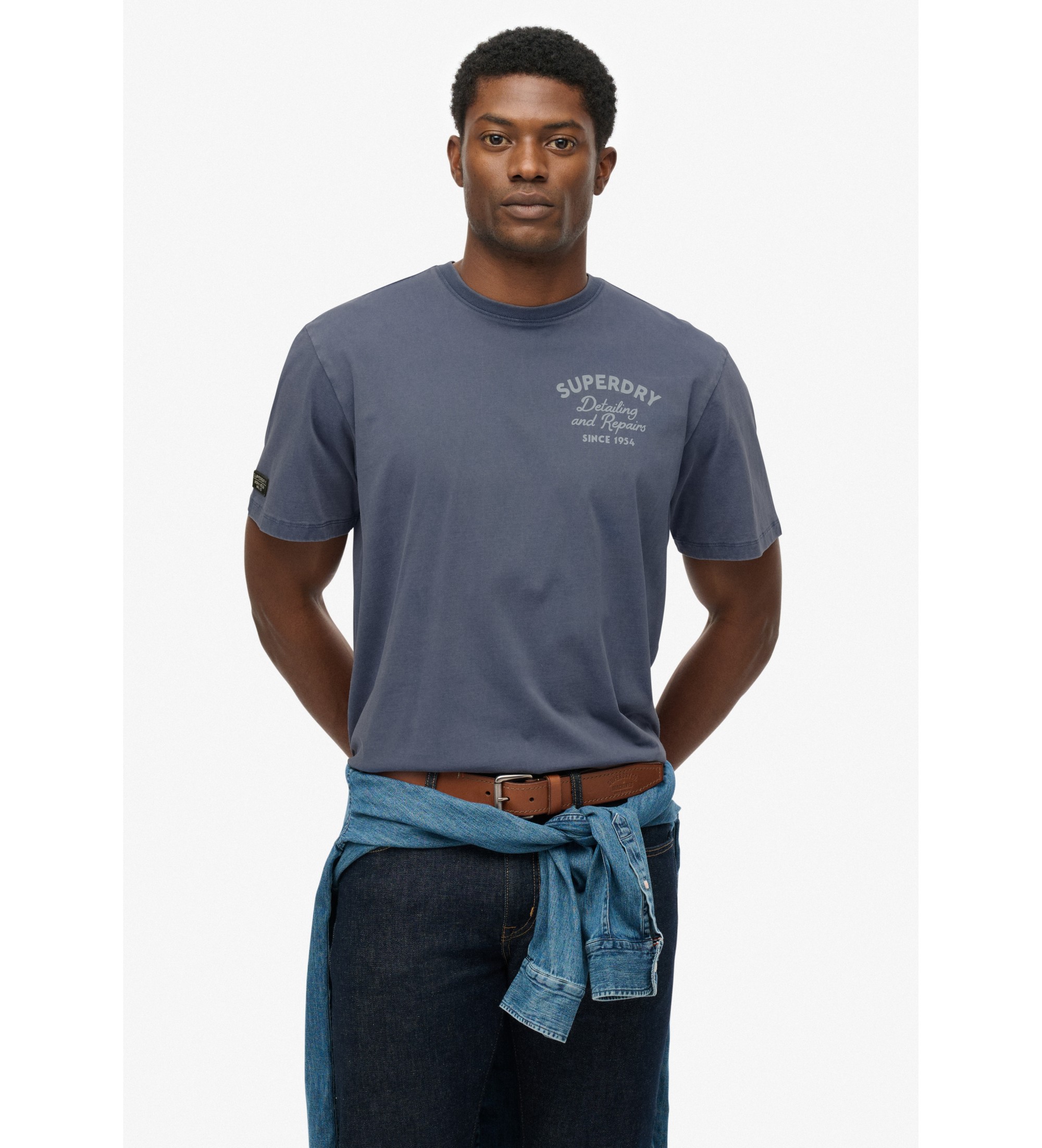 Superdry für Herren. M1012263A Trade Tools Übergrößen-T-Shirt blau (M), Lässig, Baumwolle, Kurzarm