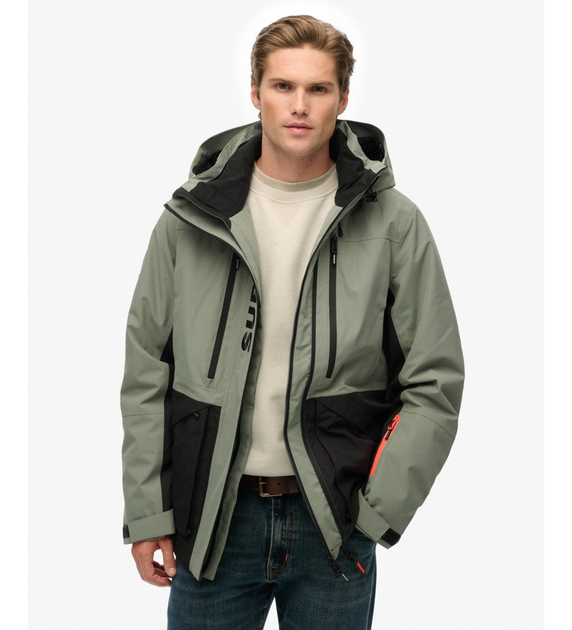 Superdry für Herren. MS110191A Ultimate Freestyle Ski Jacke grün (XL), Lässig, Draußen, Recyceltes Polyester
