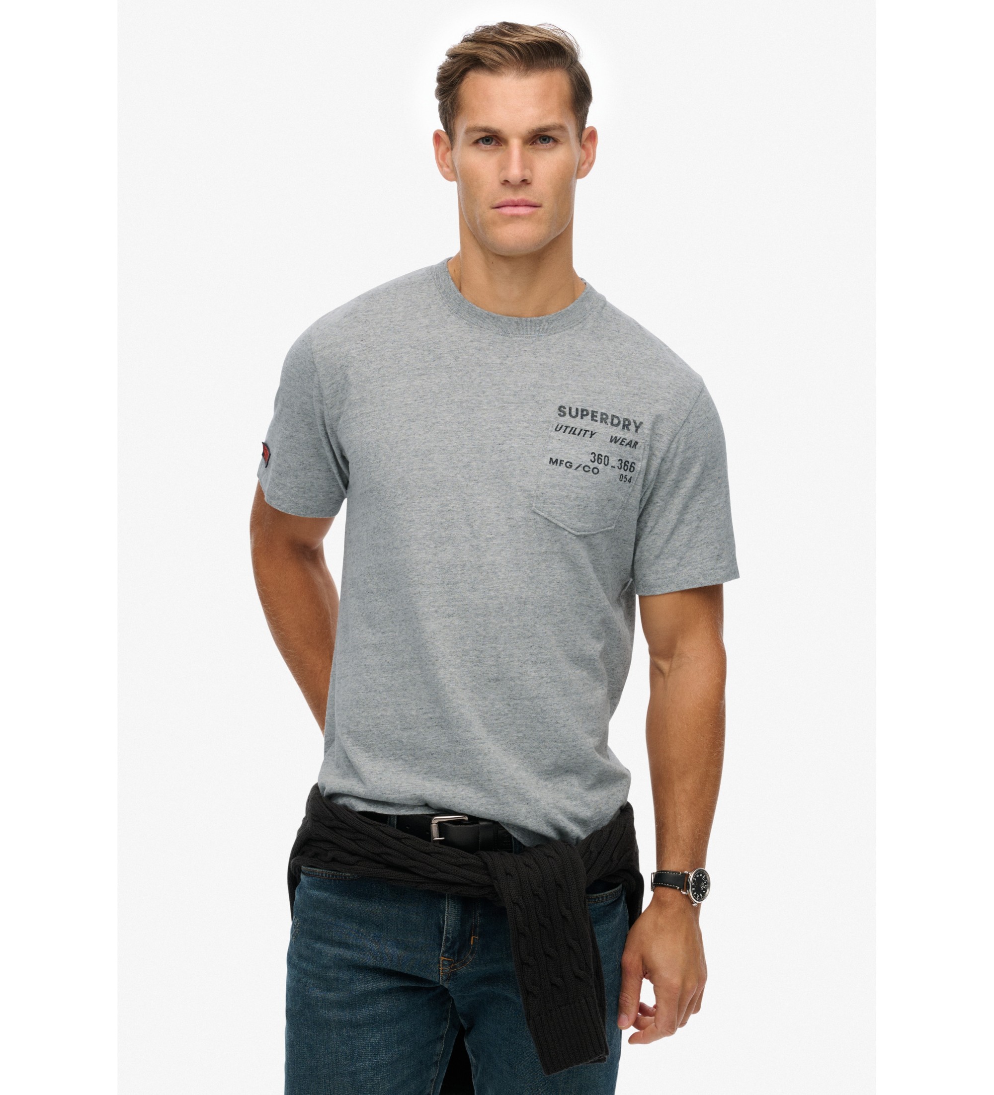 Superdry für Herren. M1012272A Utility Lose T-shirt grau (S), Lässig, Baumwolle, Kurzarm