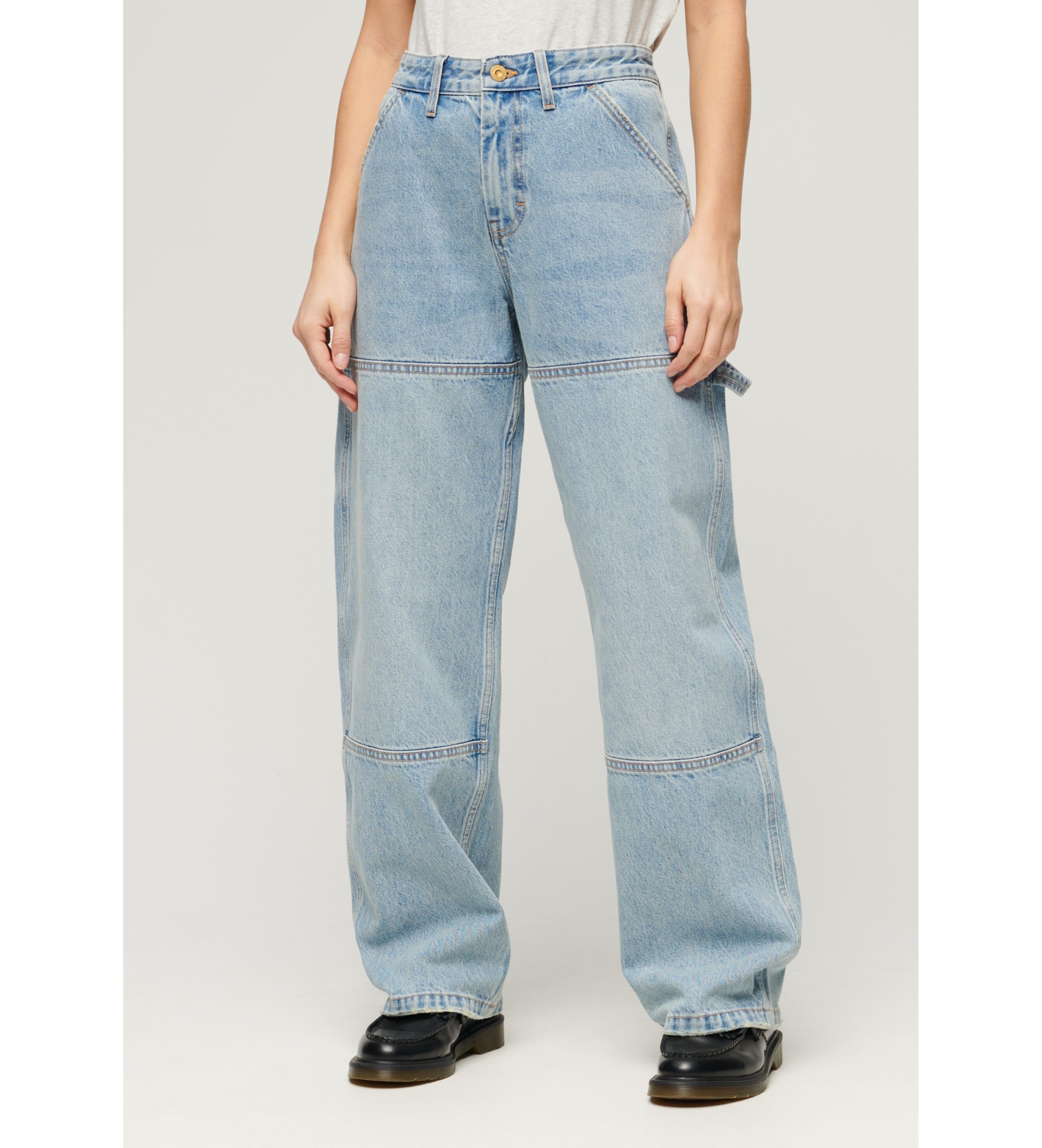 Superdry für Damen. W7011067A Blaue Jeans mit mittlerer Leibhöhe von Carpenter (32/30), Lässig, Baumwolle, Denim