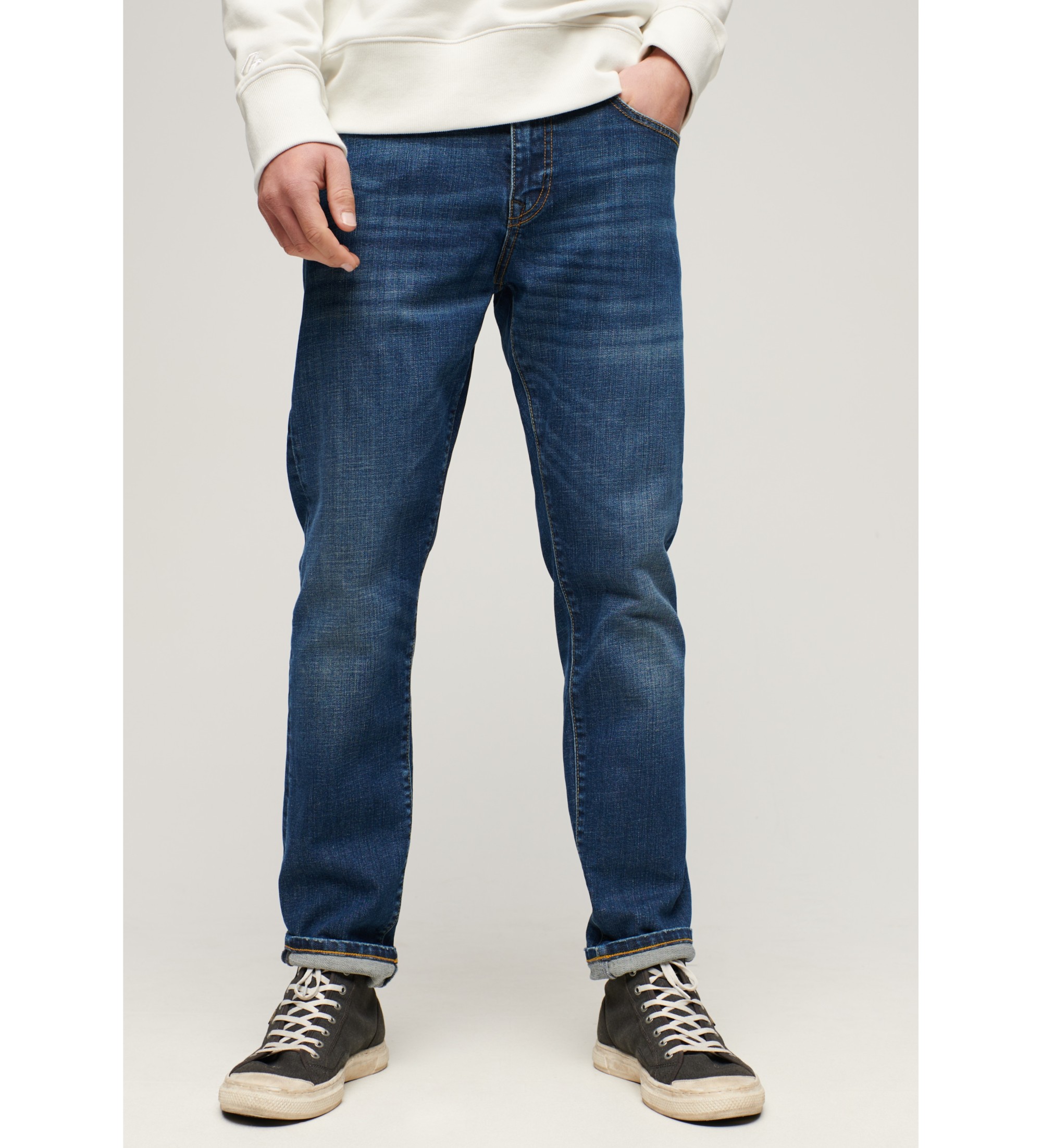 Superdry für Herren. M7010888A Blaue Skinny-Jeans (28/32), Lässig, Baumwolle, Denim, Bio-Baumwolle, Nachhaltig