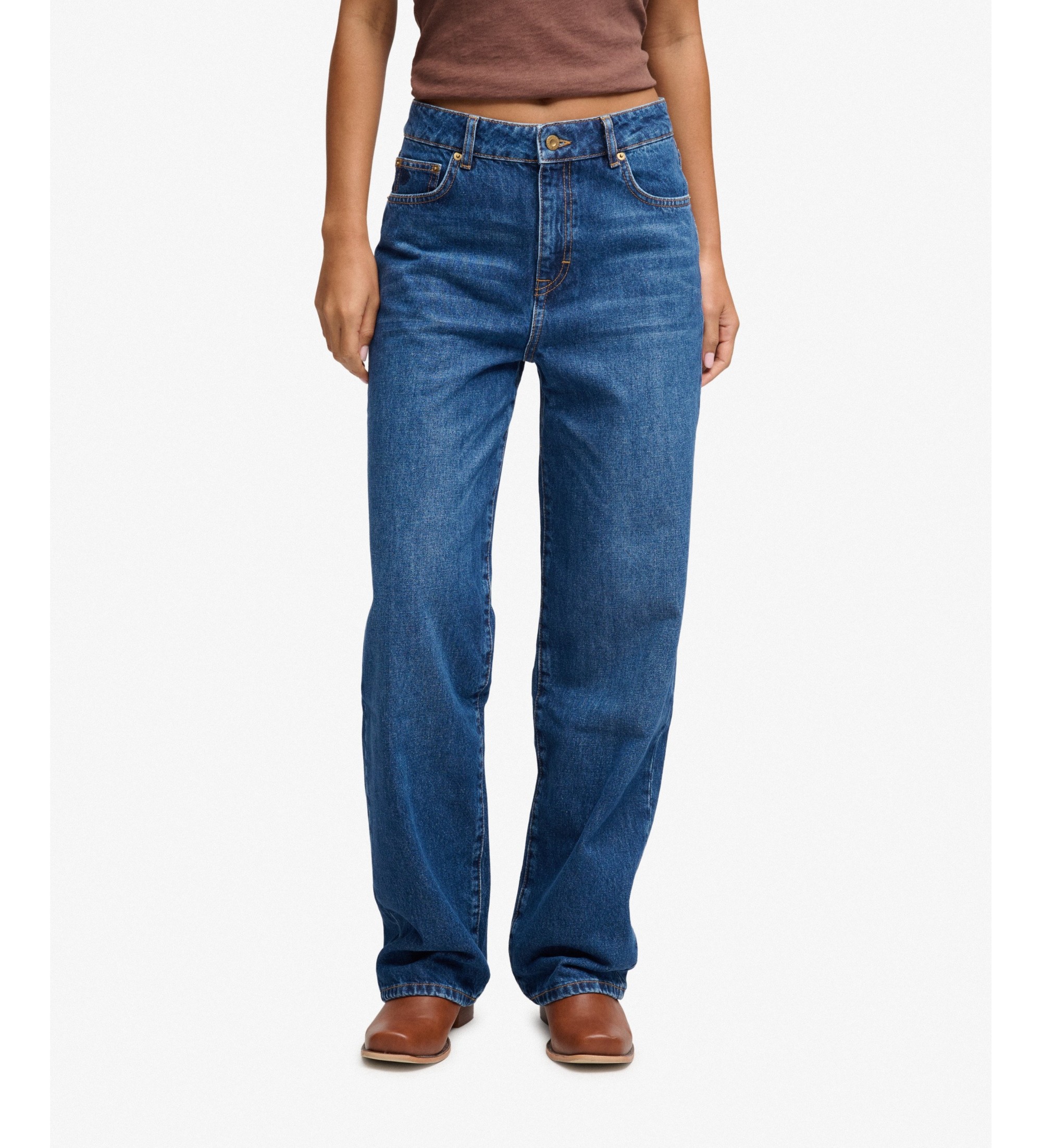 Superdry für Damen. W7011262A Jeans High Rise Wide Leg dunkelblau (26/32), Lässig, Baumwolle, Denim