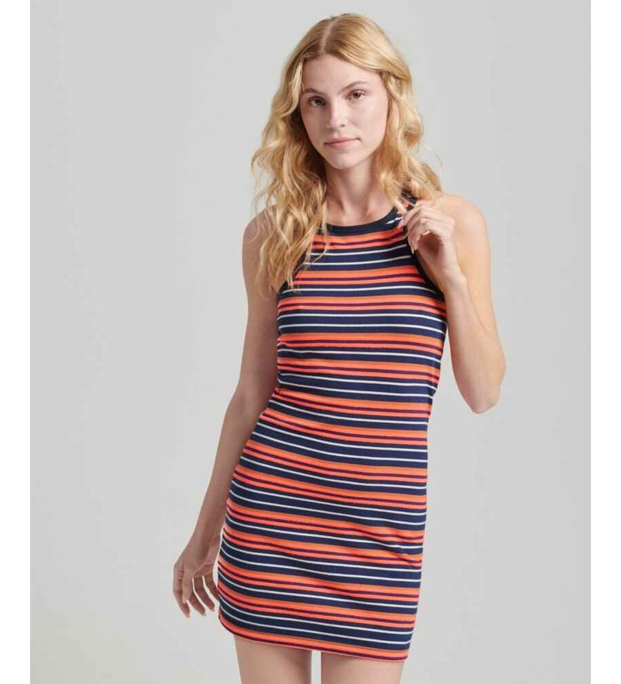 Superdry für Damen. W8011412A Vintage Stripe Racer Logo-Kleid mehrfarbig (M), Lässig, Baumwolle, Ärmellos / Hosenträger