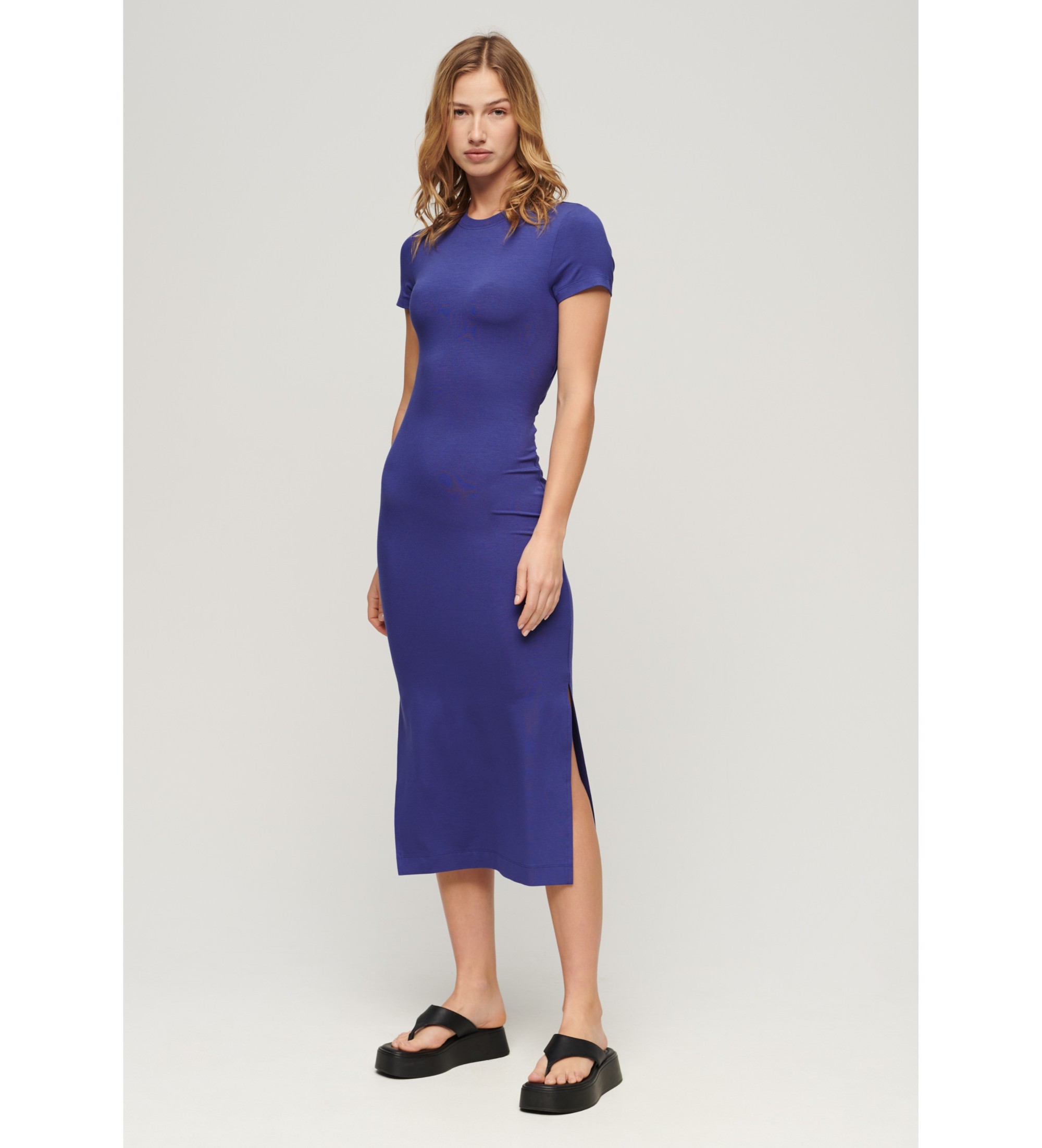 Superdry für Damen. W8011613A Blaues Midi-Hemdkleid (M), Lässig, Viskose, Kurzarm