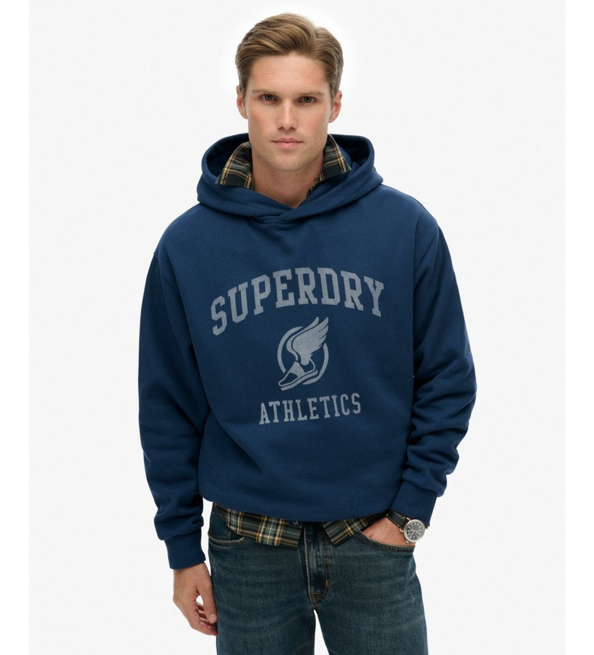 Superdry für Herren. M2014384A Vintage Sweatshirt in Übergröße navy (XXL), Lässig, Baumwolle, Langarm, Marine