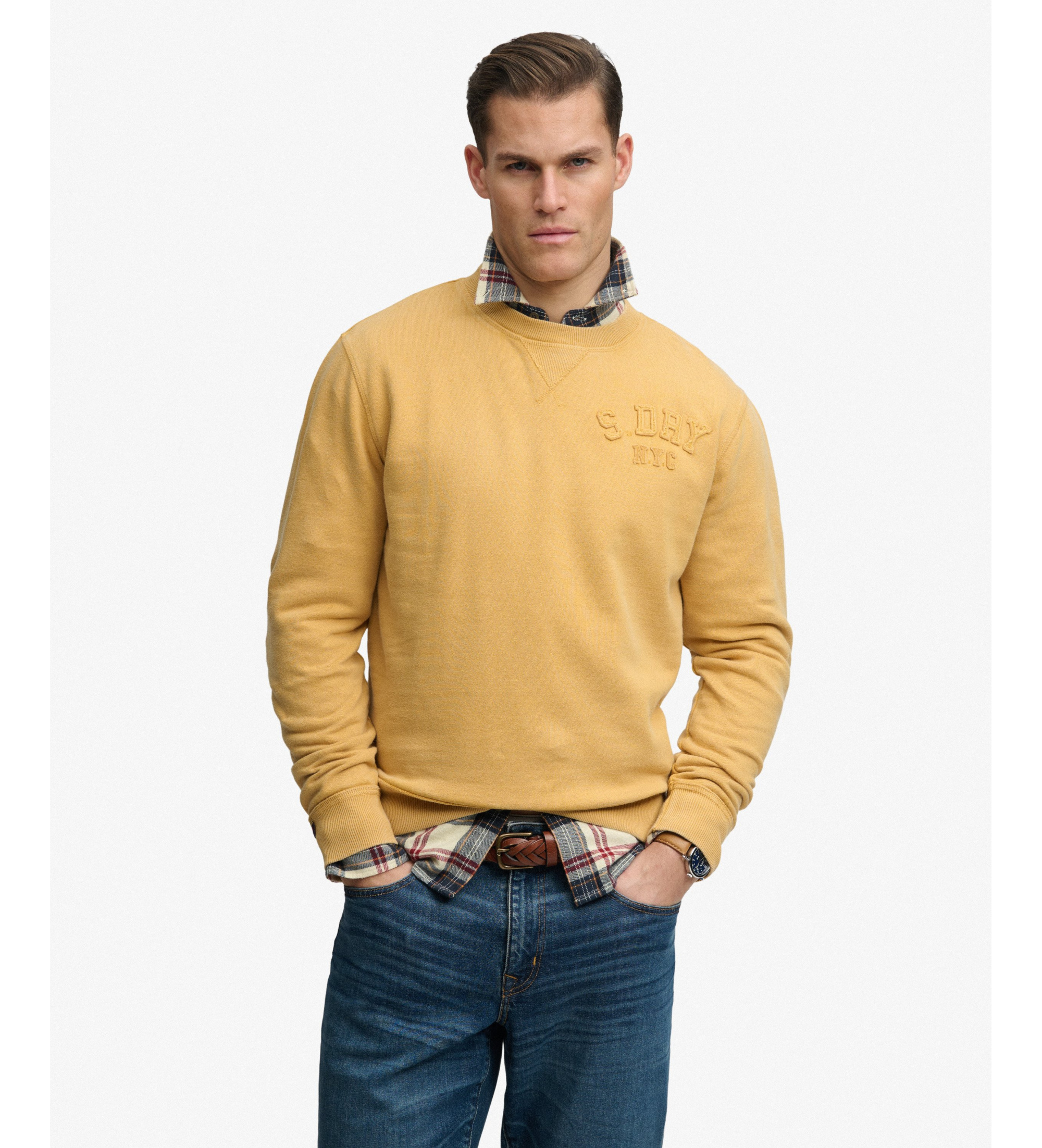 Superdry für Herren. M2014483A Vintage Sweatshirt Toanl gelb (L), Lässig, Baumwolle, Senf