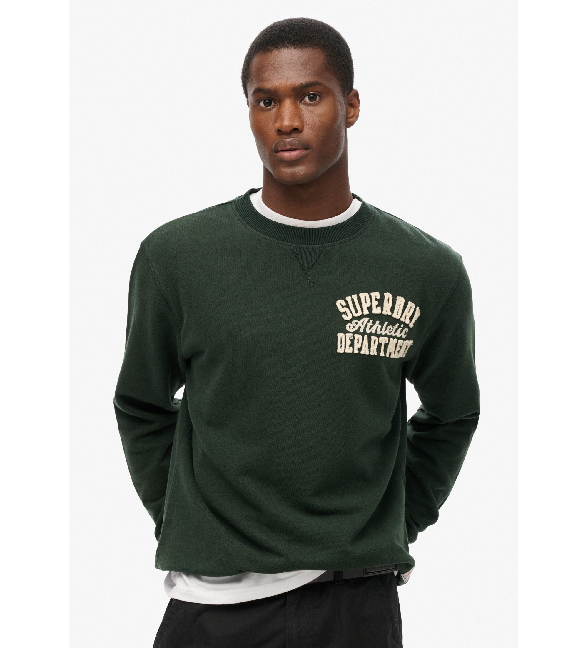 Superdry für Herren. M2013834A Vintage Athletic Crew Sweatshirt grün (XXL), Lässig, Baumwolle