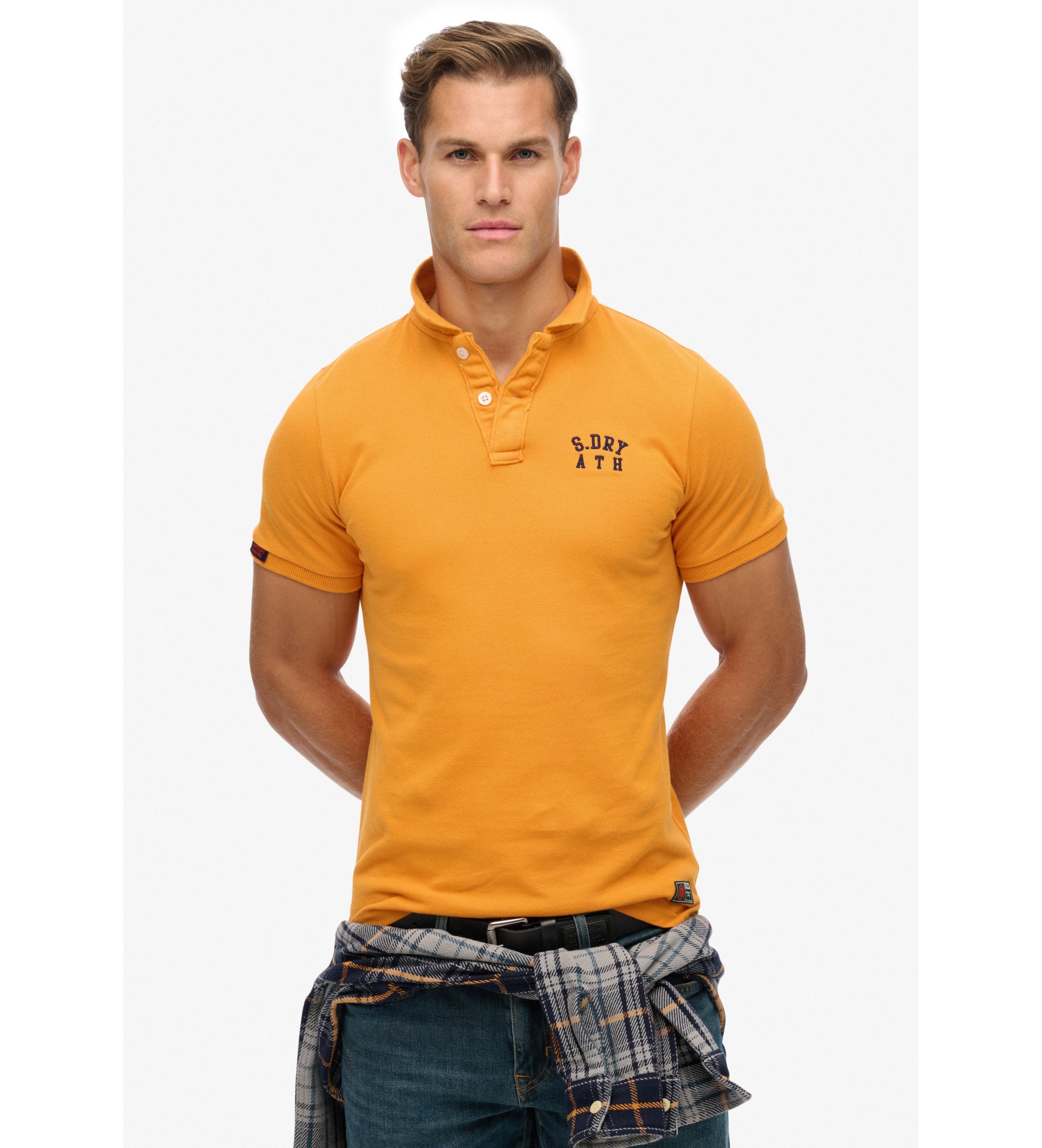 Superdry für Herren. M1110449A Polo Vintage Athletic gelb (L), Lässig, Baumwolle, Kurzarm