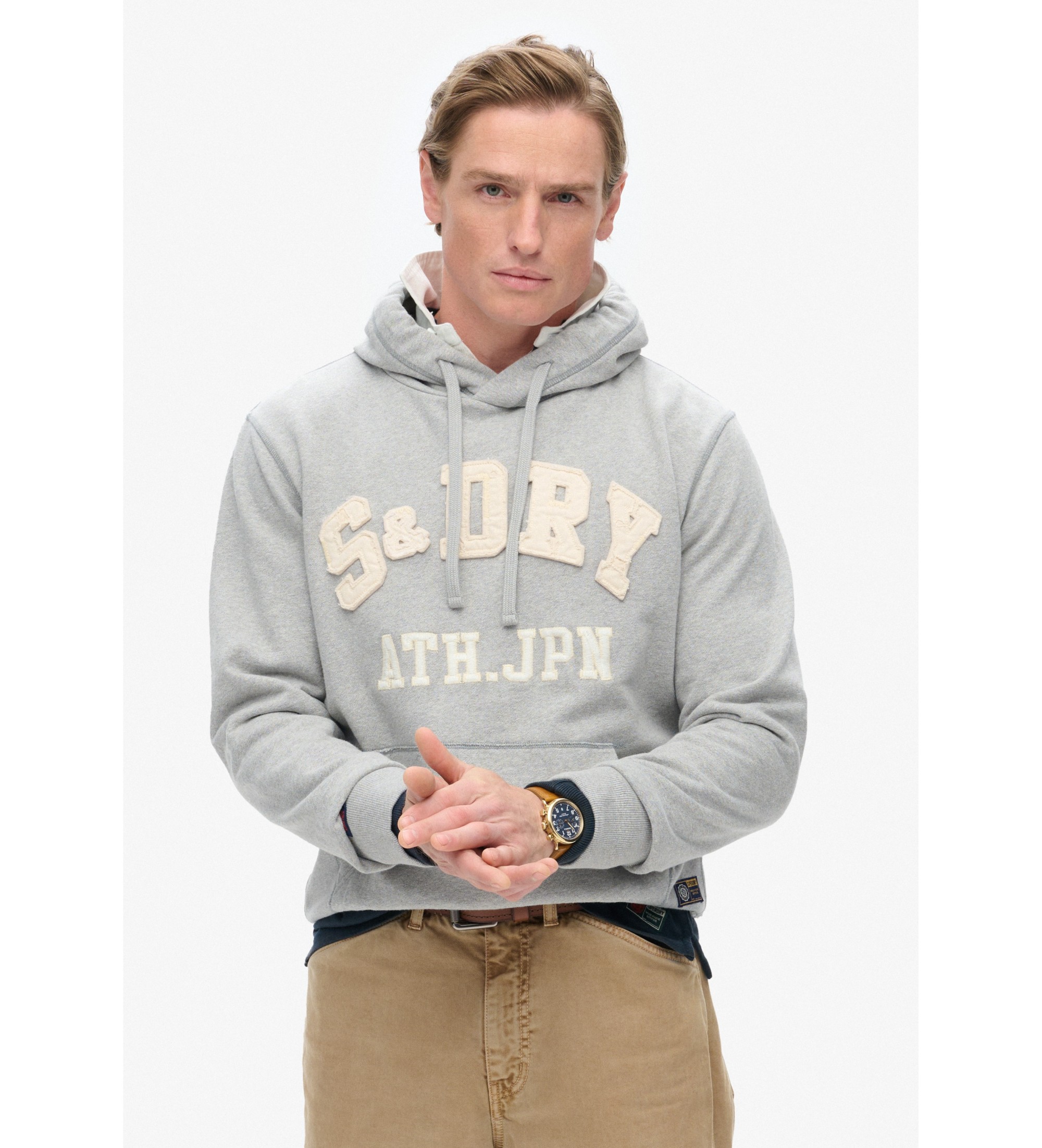 Superdry für Herren. M2014115A Vintage Athletic graues Sweatshirt (M), Lässig, Baumwolle