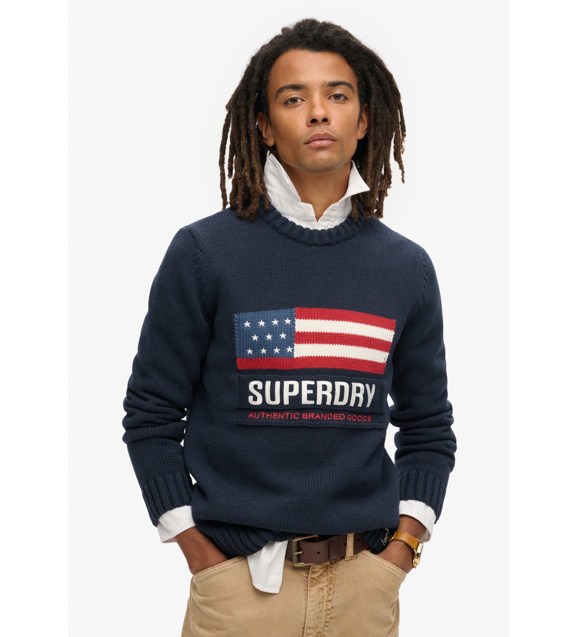 Superdry für Herren. M6110637A Vintage Athletic Marineblauer Pullover (XXL), Lässig, Baumwolle