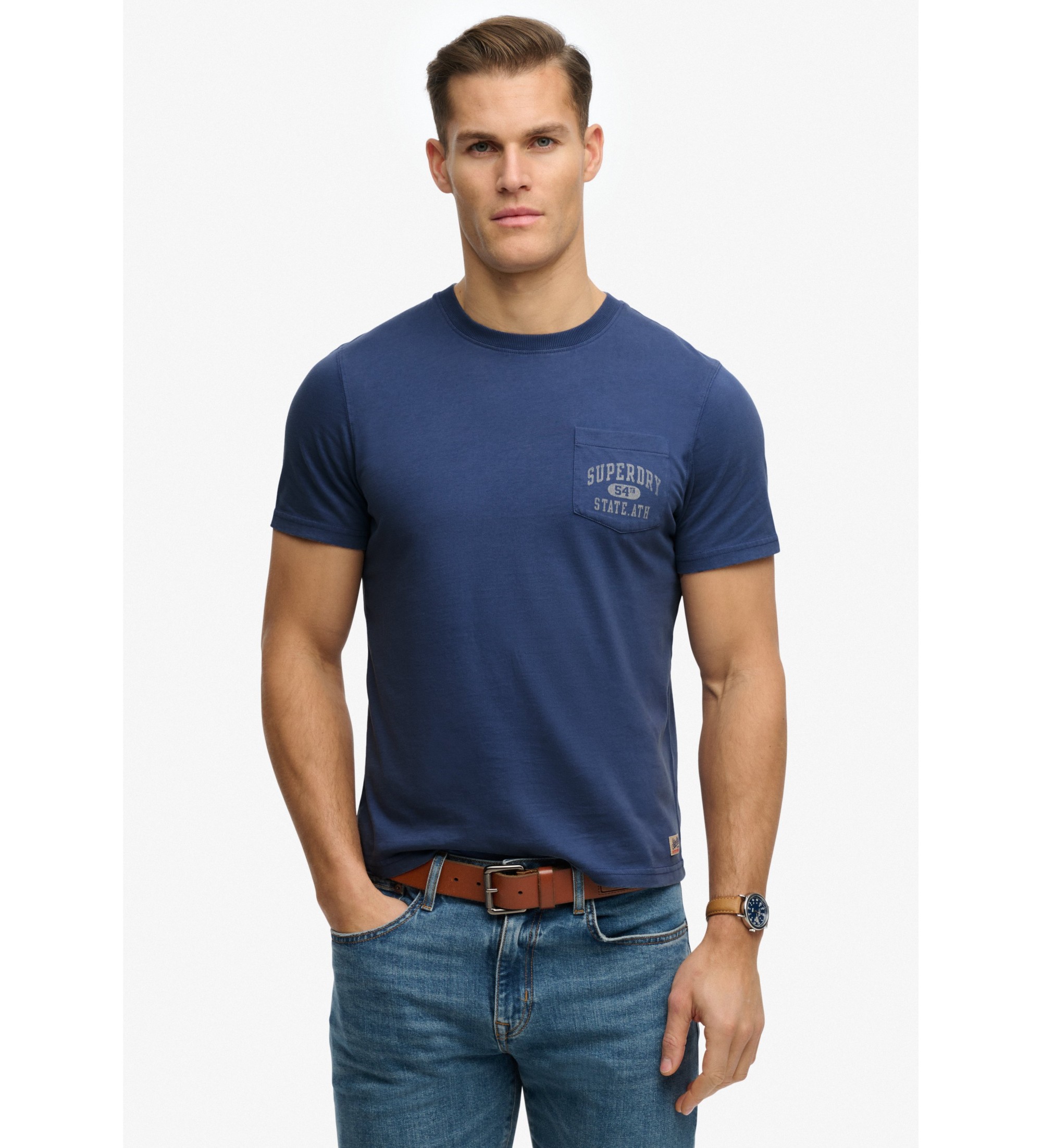 Superdry für Herren. M1012368A Vintage-Taschen-T-Shirt navy (M), Lässig, Baumwolle, Kurzarm, Marine