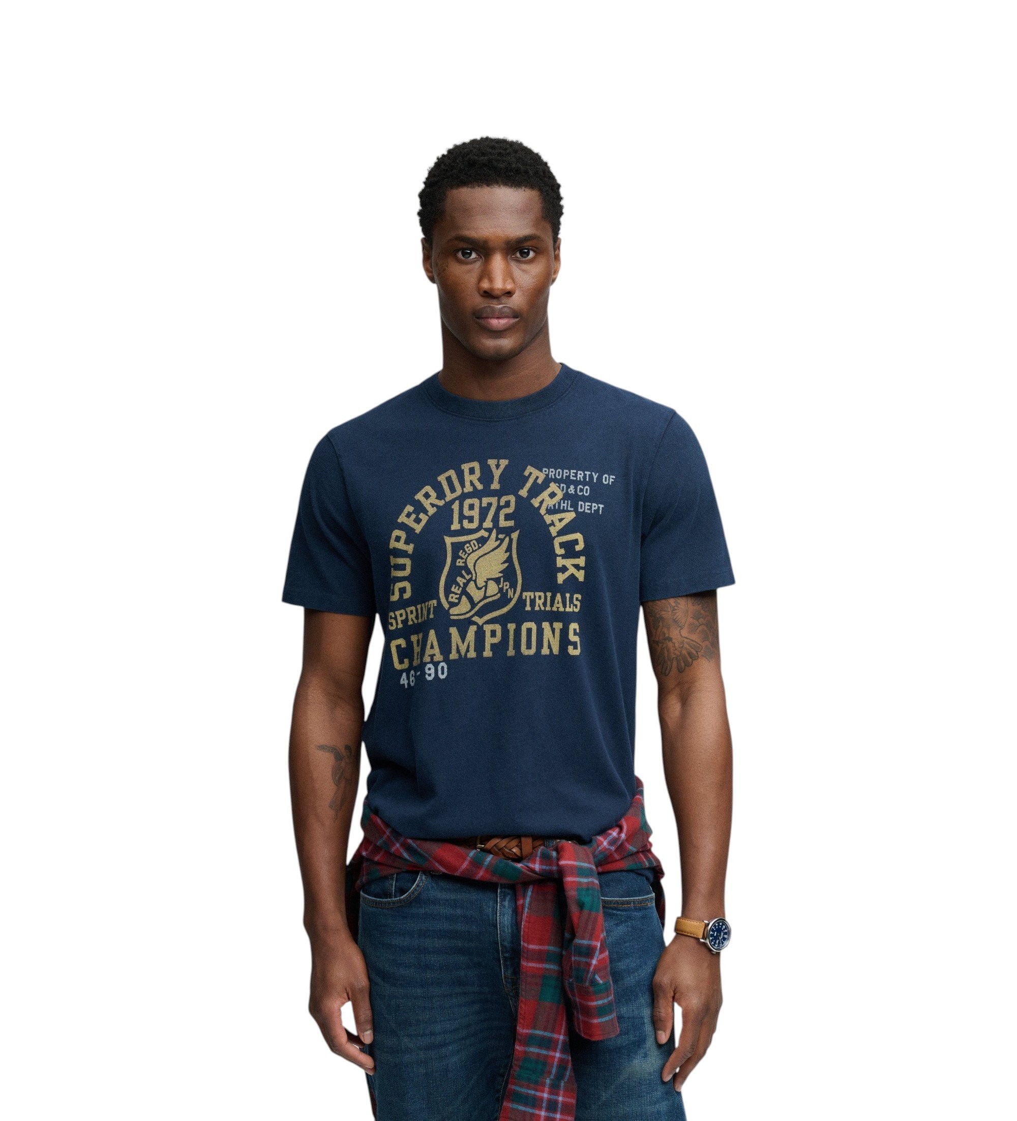 Superdryvoor mannen. M1012363A Vintage Relaxed T-shirt marine (XXL), Casual, Katoen, Korte mouwen, Marineblauw