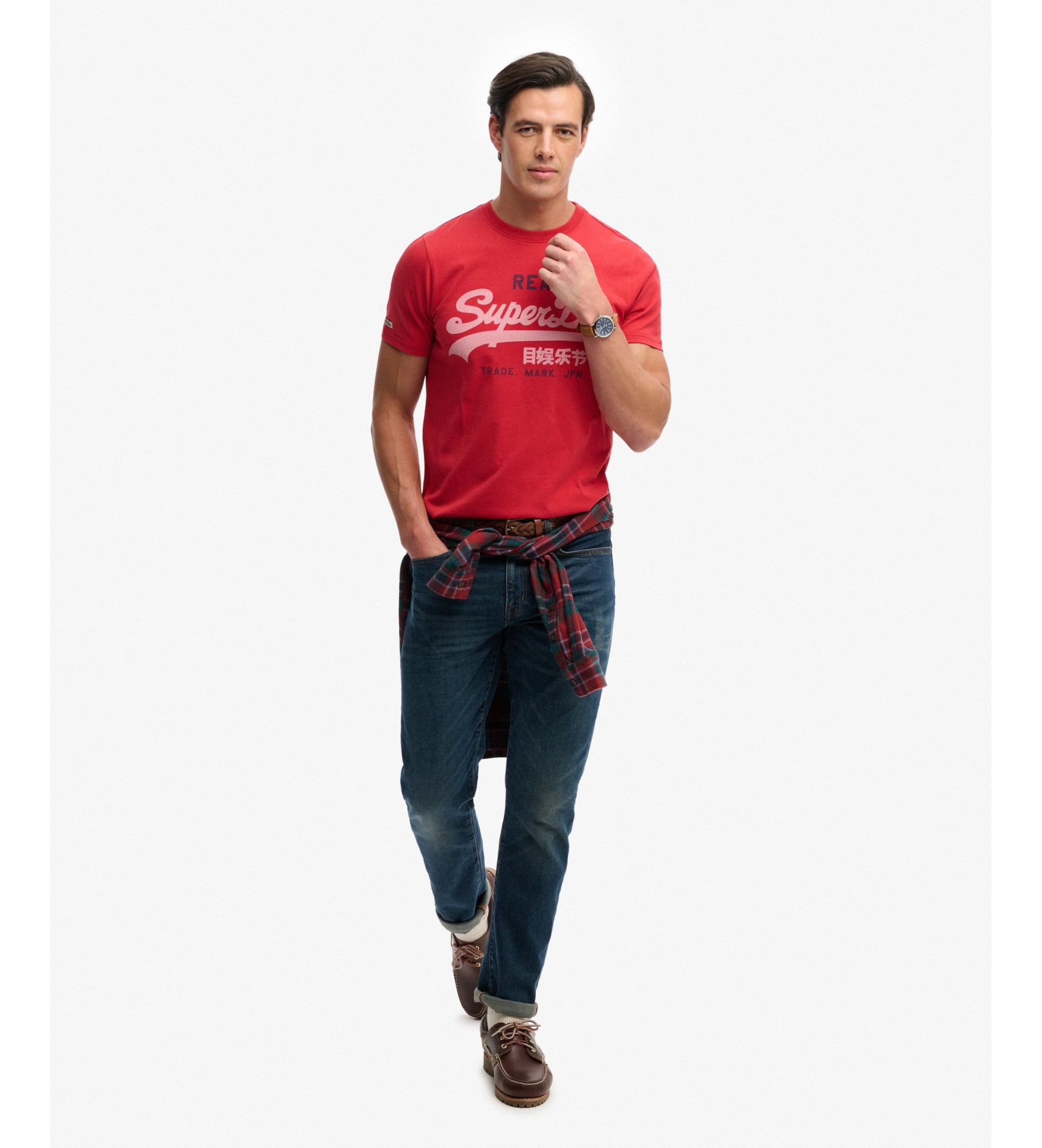 Superdry für Herren. M1012451A Klassisches T-shirt rot (L), Lässig, Baumwolle, Kurzarm