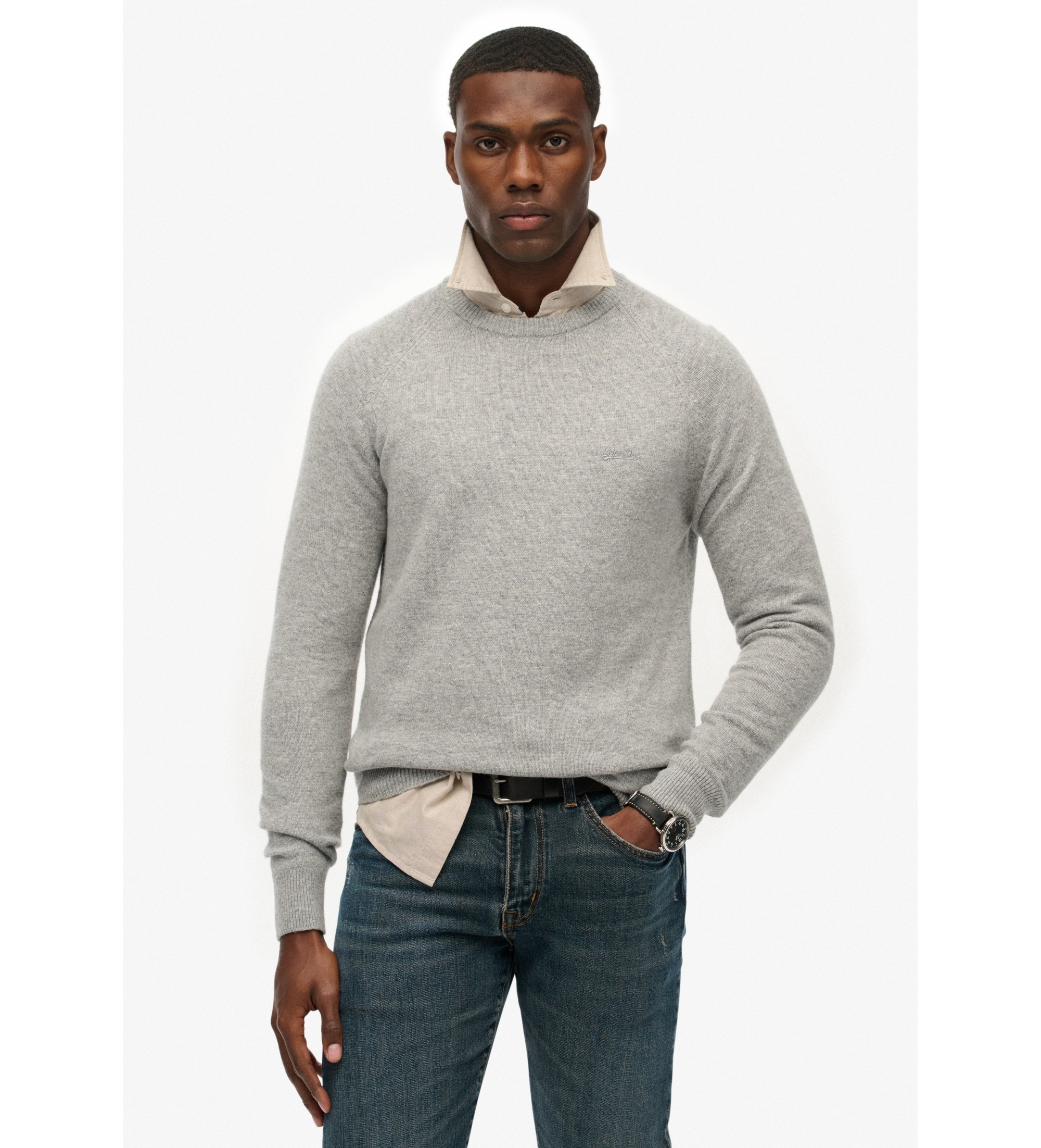 Superdry für Herren. M6110689A Mischpulli grau (3XL), Lässig, Wolle
