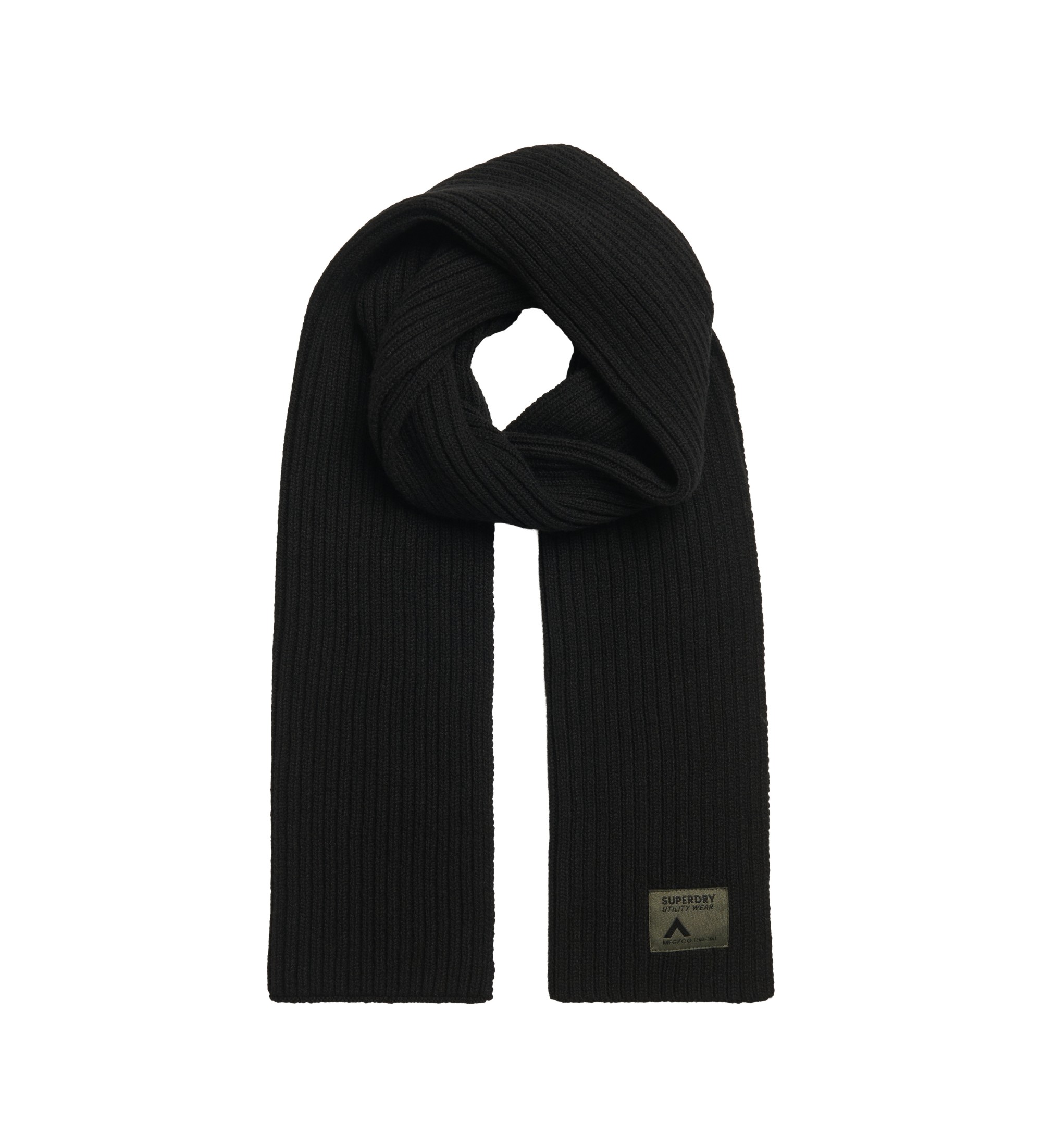 Superdry Unisex. Y9310081A Strickschal Workwear schwarz (OSFA), Lässig, Wolle, Recyceltes Polyester, Nachhaltig