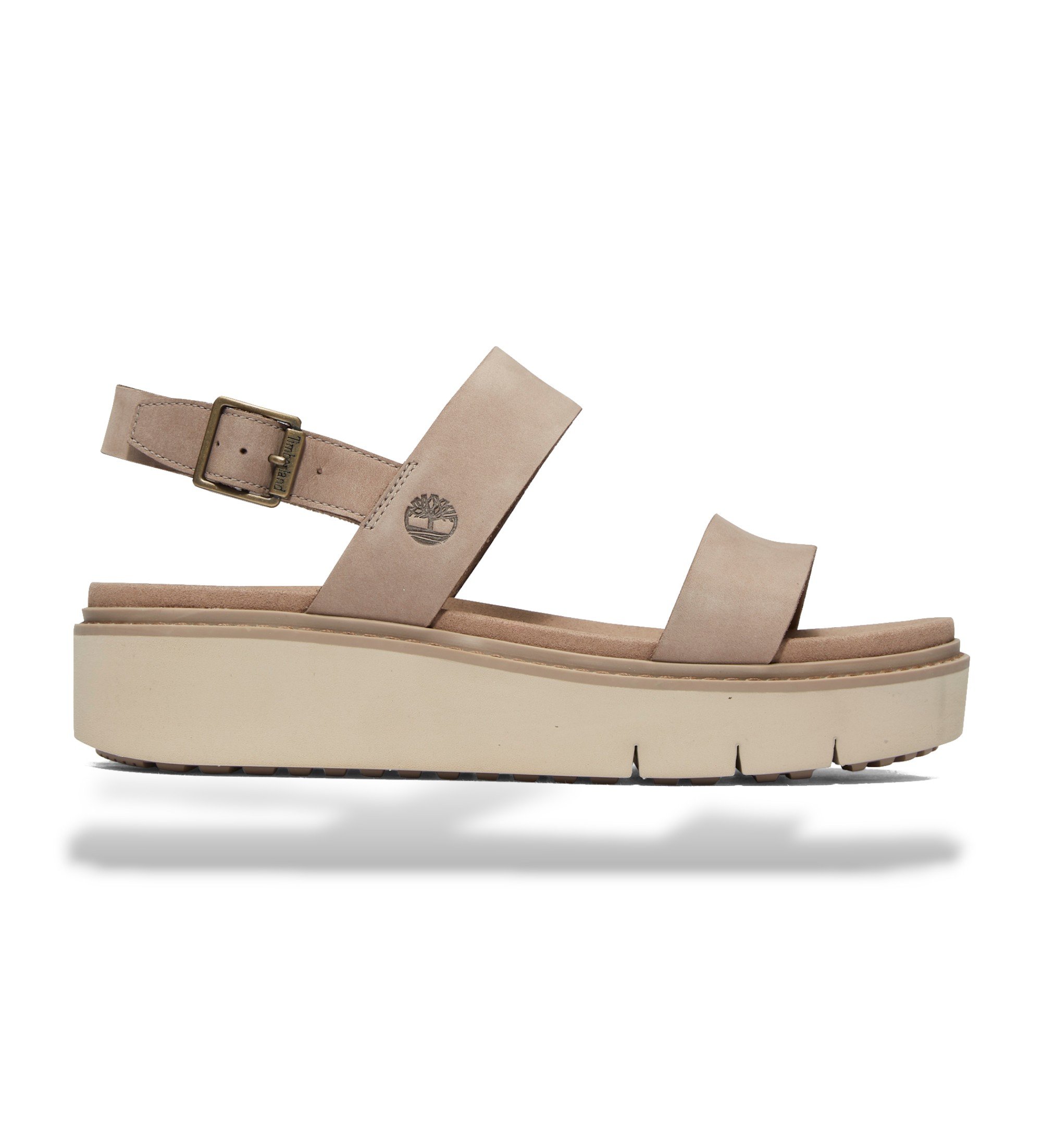 Timberland für Damen. TB0A274F9291 Taupefarbene Sandalen mit Riemen (41 W), 1 bis 3 cm, Wildleder, Schnalle, Lässig