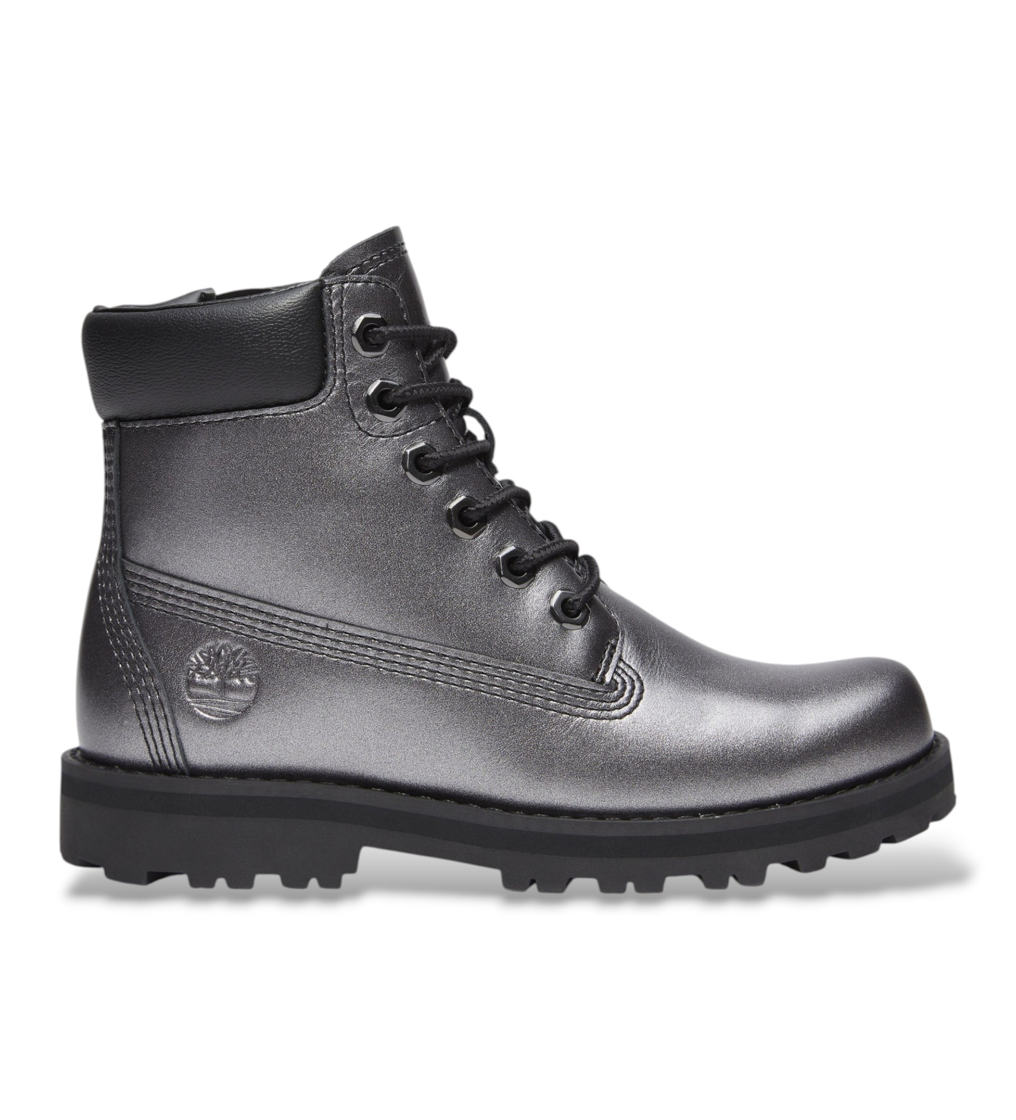Timberland Unisex für Kinder. TB0A6BMEANO1 Graue Courma Kid Lederstiefel (020M = 34), Silber, Wohnung, Reißverschluss, Lässig, Kinderbekleid