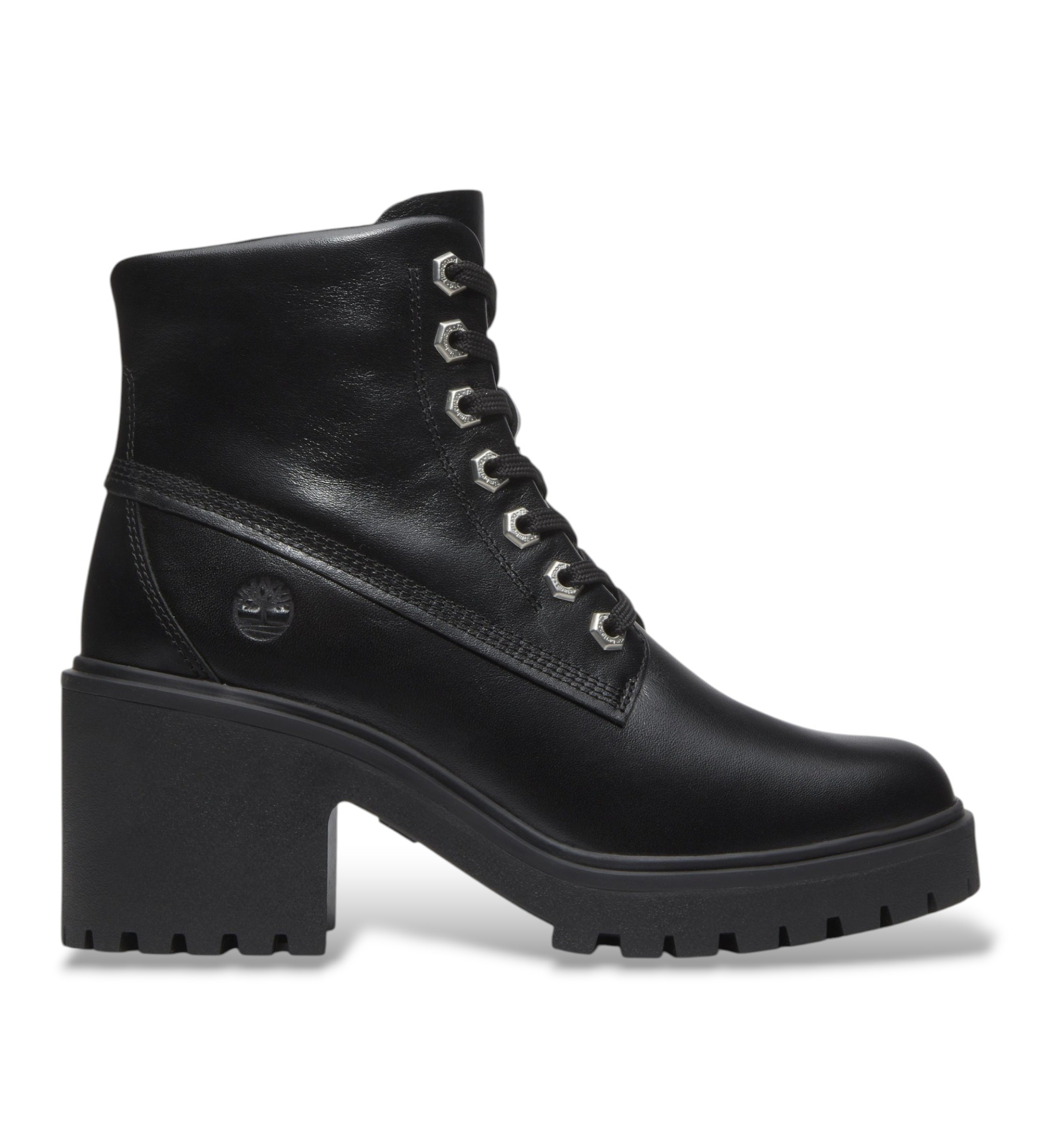 Timberland für Damen. TB0A5S49W021 Leder-Stiefeletten Stone Heights schwarz (37 W), 5 bis 8 cm, Schnürsenkel, Lässig