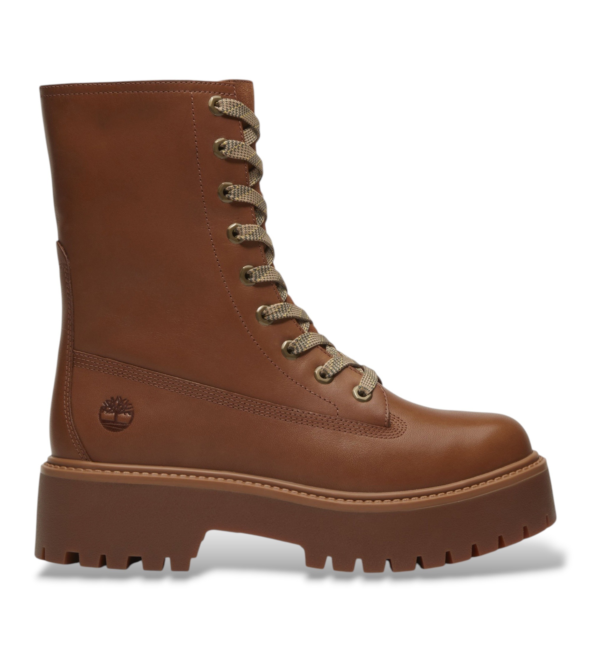 Timberland für Damen. TB0A5SAHEM61 Braune Lederstiefel von Stone Street (40 W), Wohnung, Schnürsenkel, Lässig