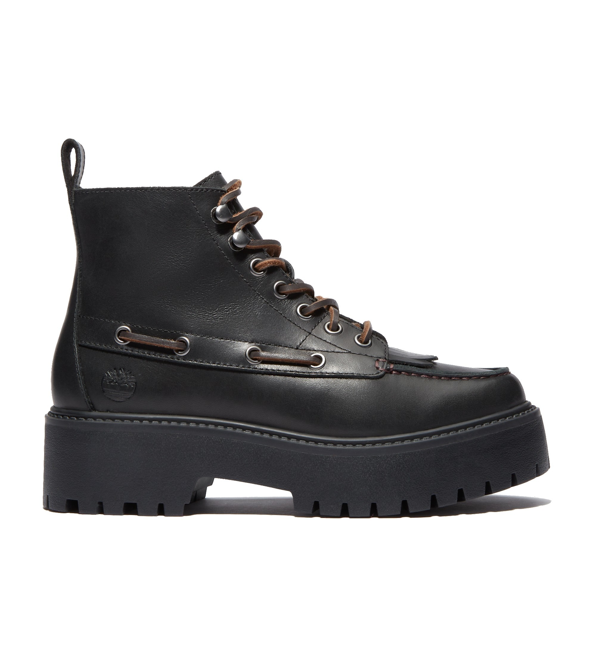 Timberland für Damen. TB0A27YZW021 Stone Street Lederstiefeletten schwarz (39.5 W), 3 bis 5 cm, Schnürsenkel, Lässig