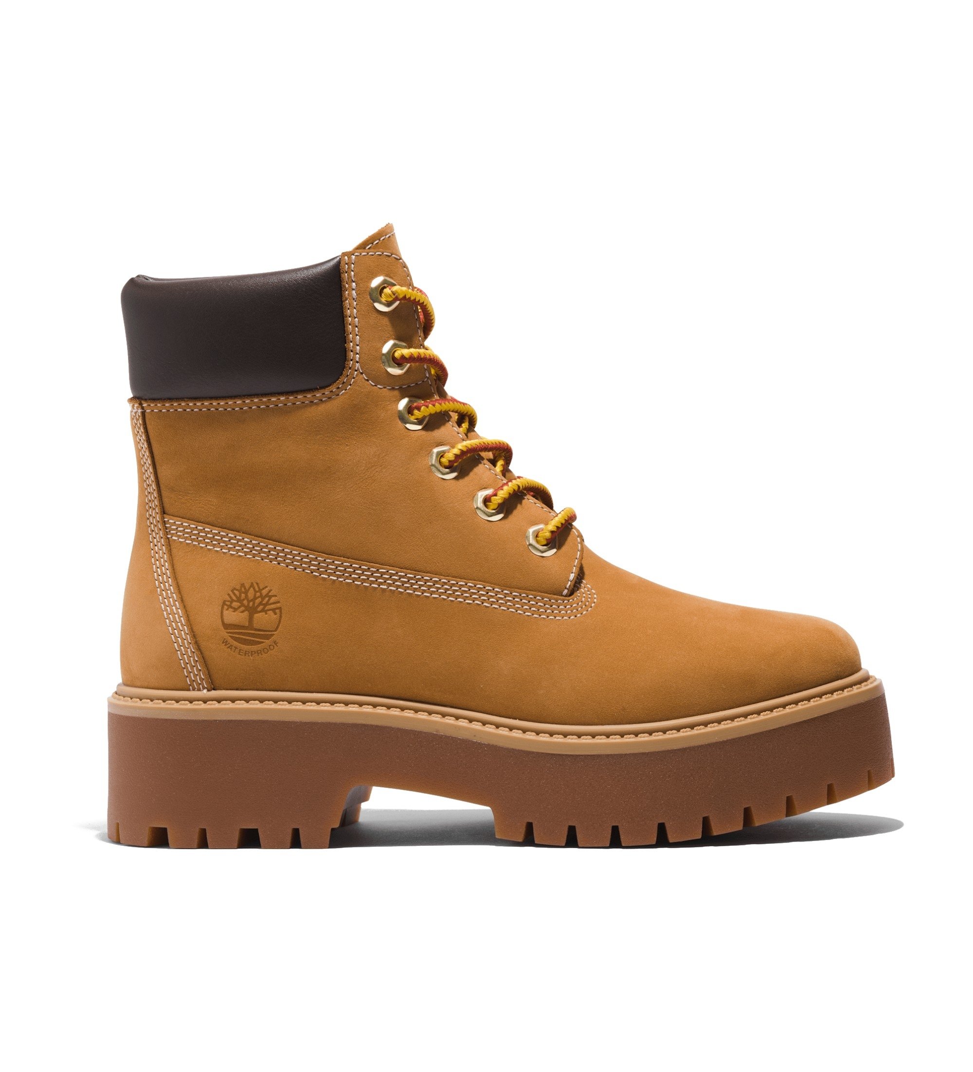 Timberland für Damen. TB1A5RJD2311 Stone Street Braune Lederstiefeletten (39 W), 3 bis 5 cm, Schnürsenkel, Lässig