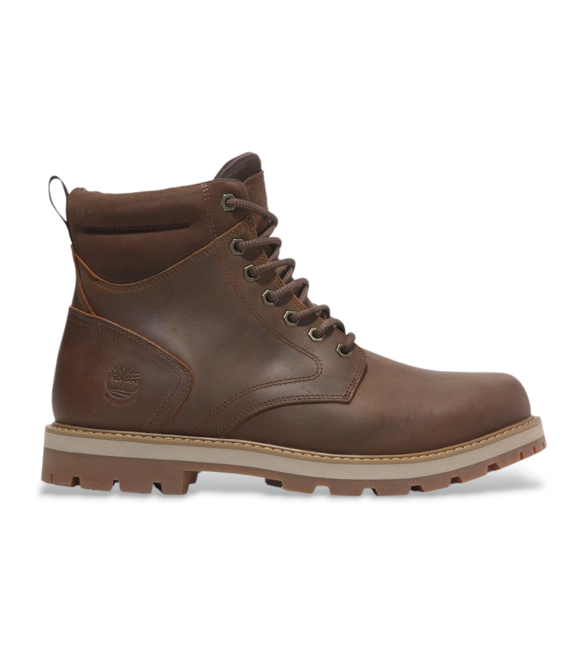 Timberland für Herren. TB0A69UHEM61 Wasserdichte Schnürstiefel mit mittlerem Schaft Britton Road, braun (46), Leder, Wohnung, Schnürsenkel,